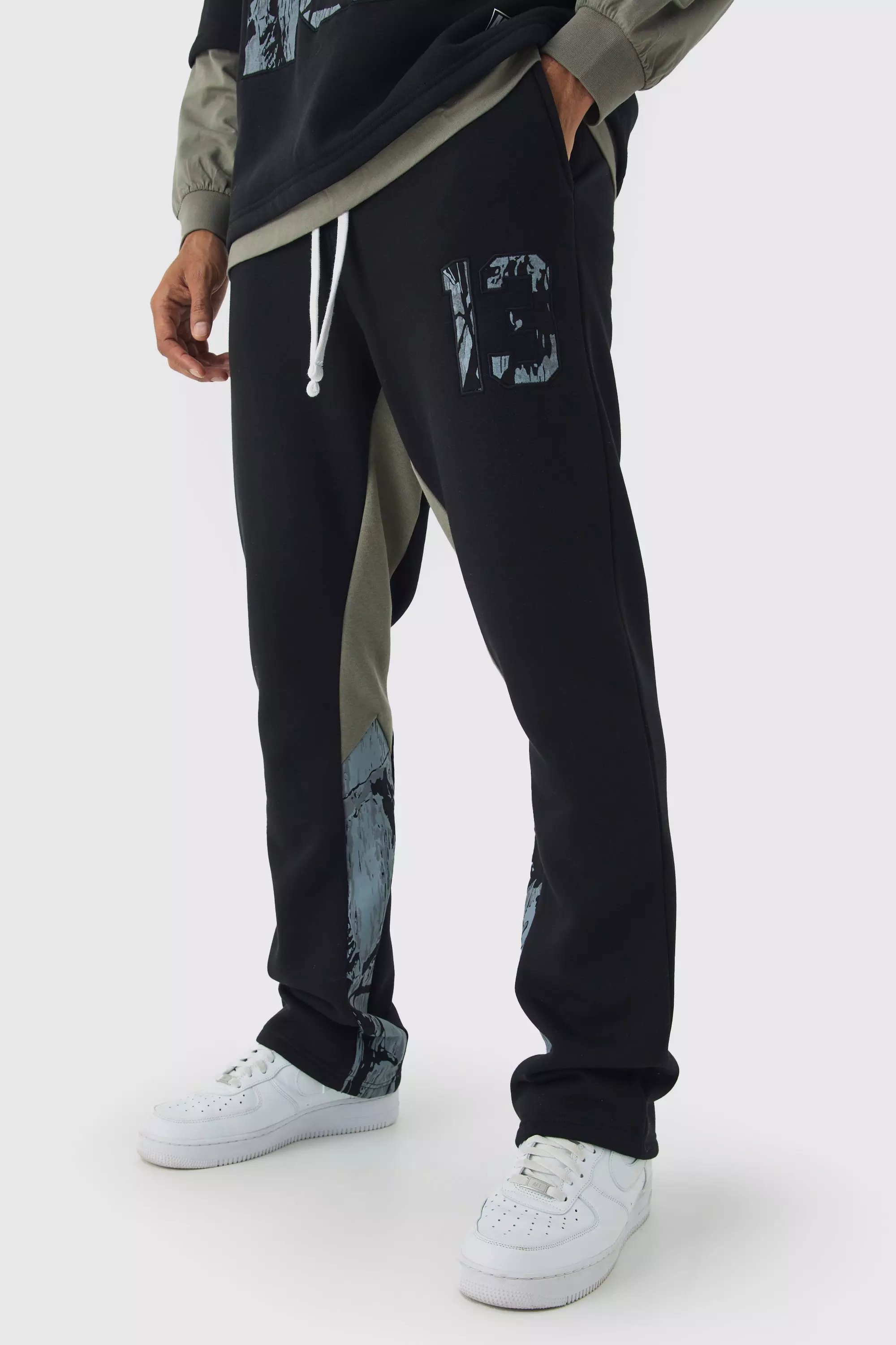 Slim Fit Camo Gusset Sweatpants Black