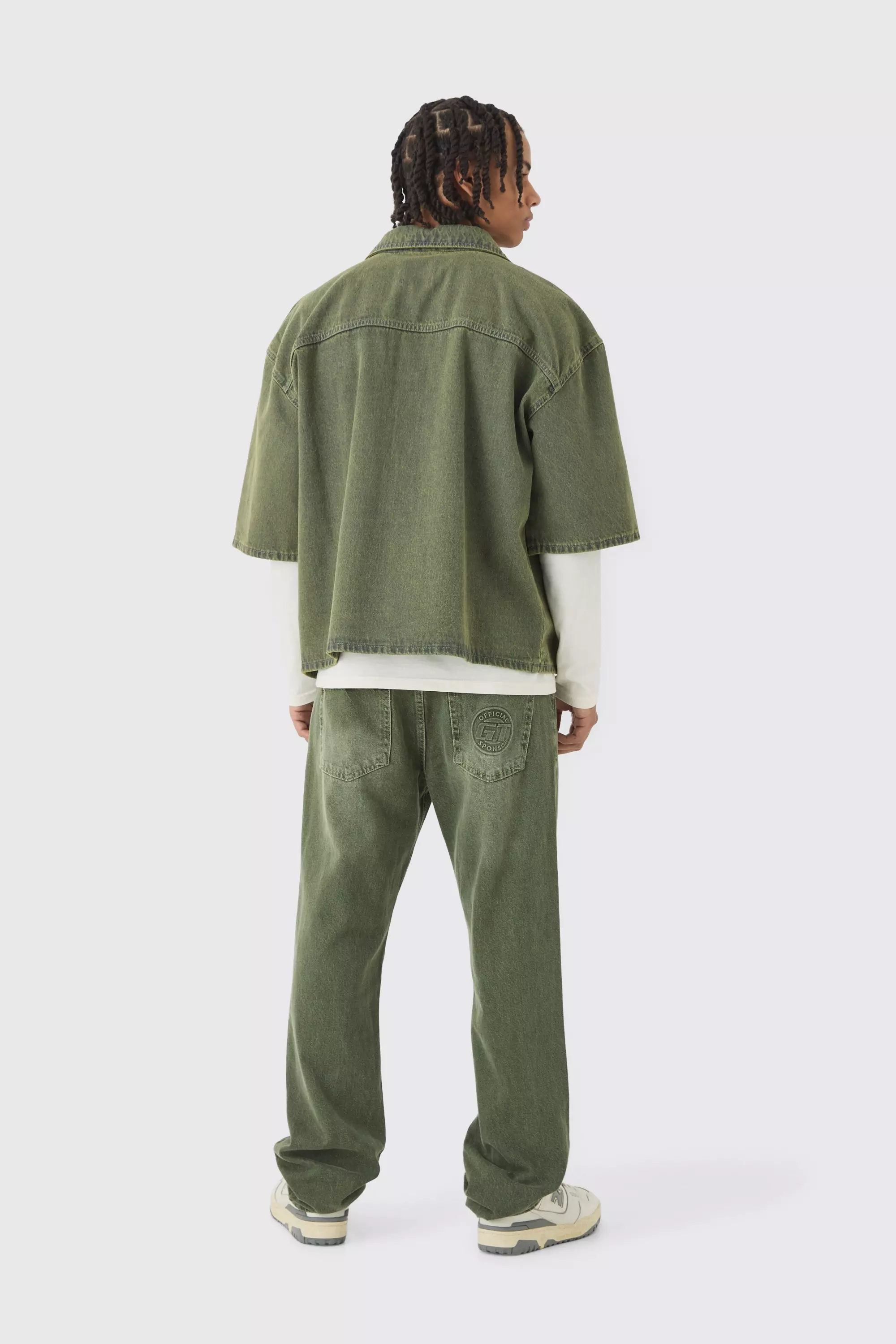 Oversized Boxy 3/4 Sleeve Denim Overshirt | boohooMAN USA