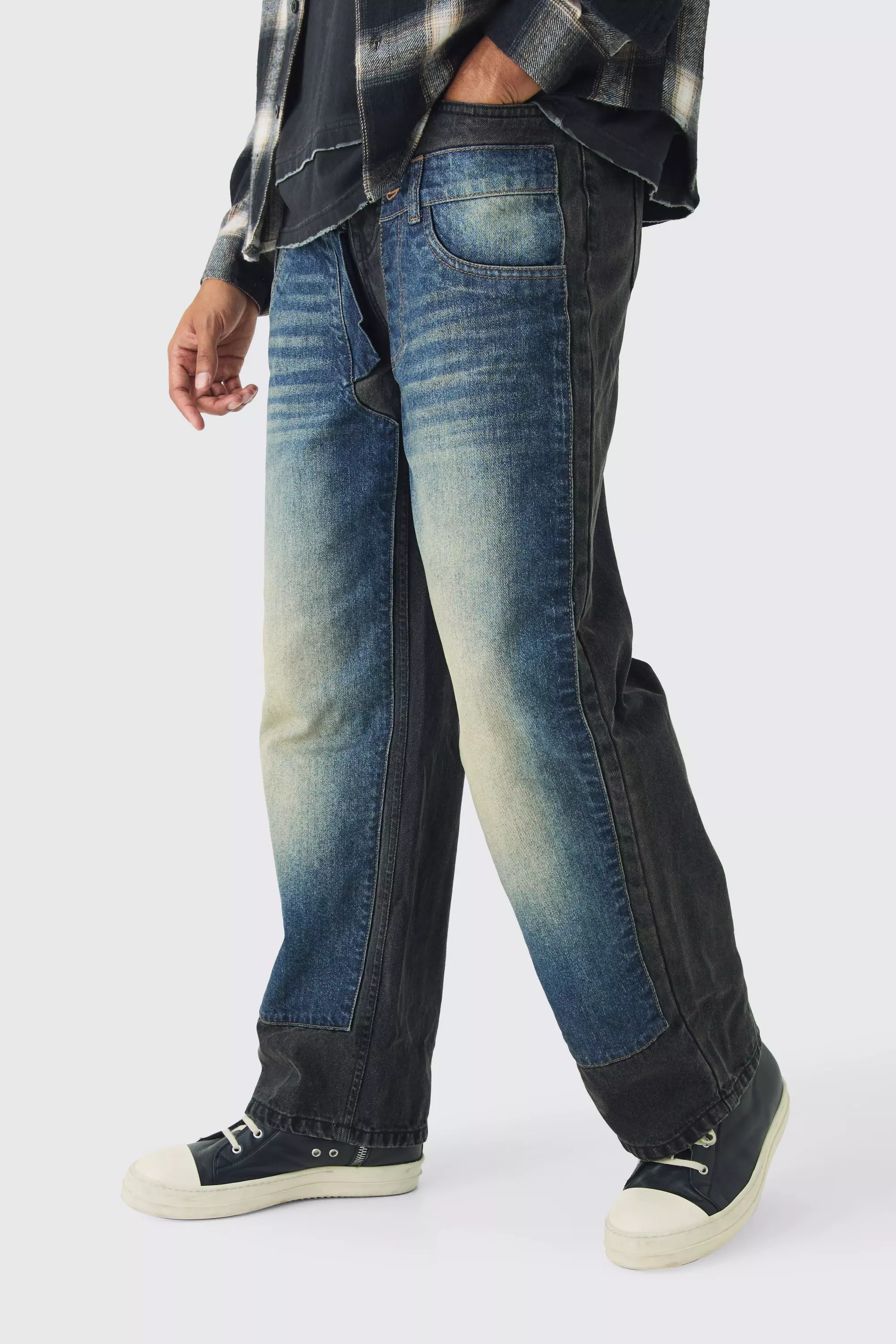 Relaxed Rigid Double Waistband Denim Jeans Vintage blue