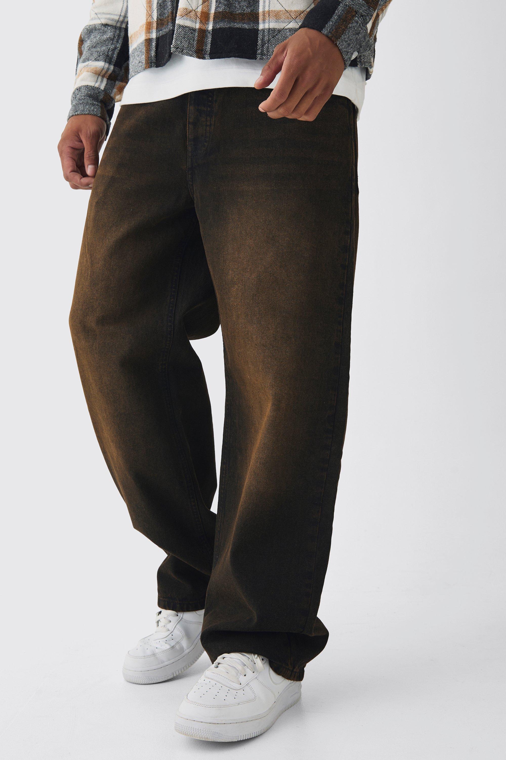 Brown Onbewerkte Gebleekte Bruine Baggy Jeans