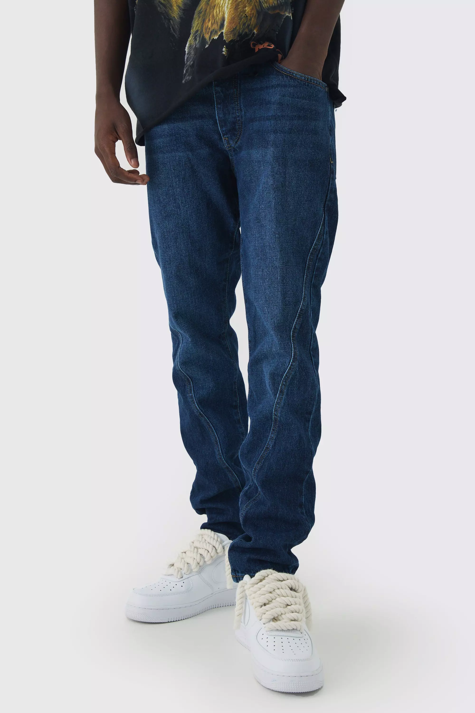 【COSYHARU】Slab Detail Semi-Wide Denim COSYHARU】Slab Detail Wide Denim