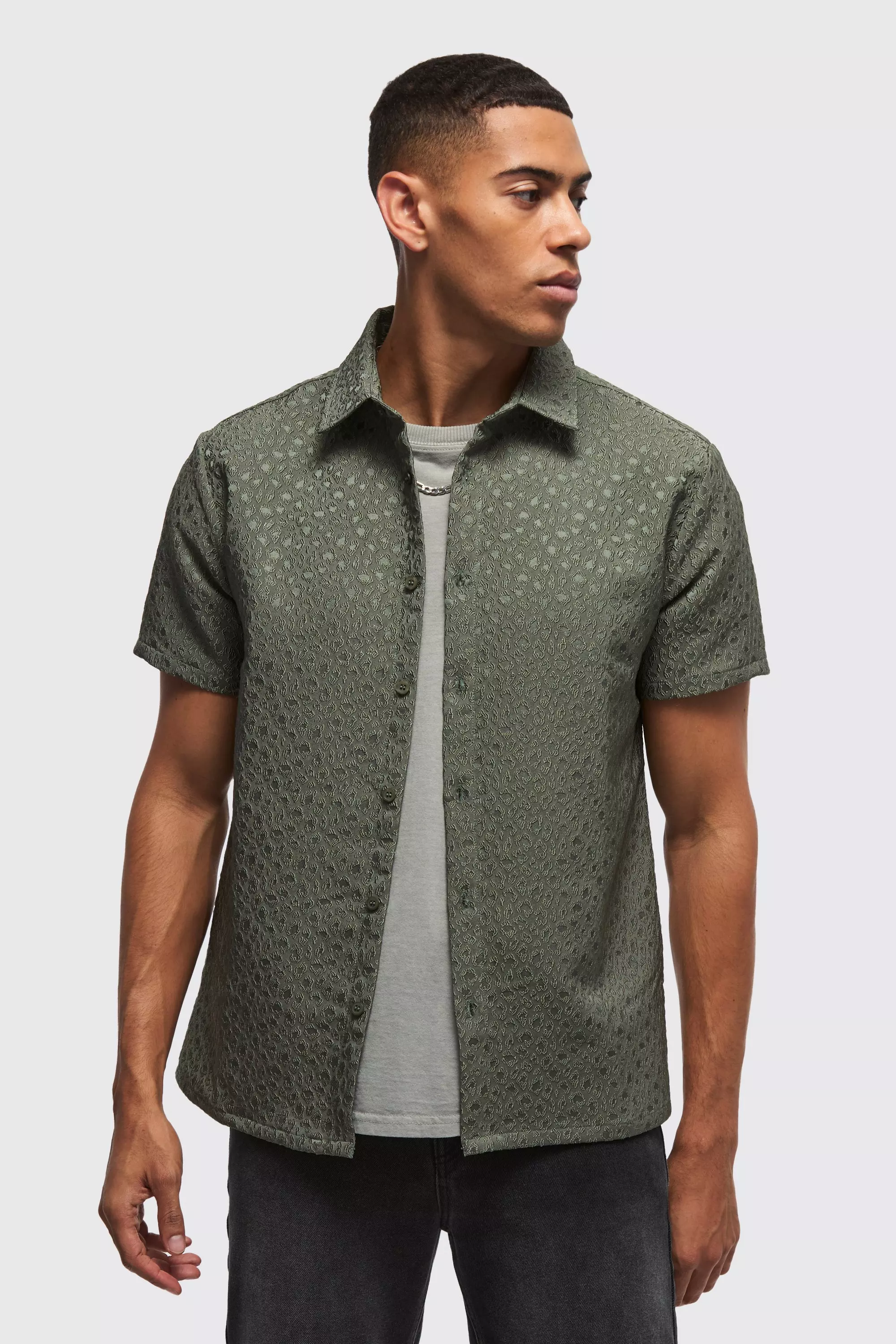 Chemise droite à imprimé léopard, Gun metal autre image