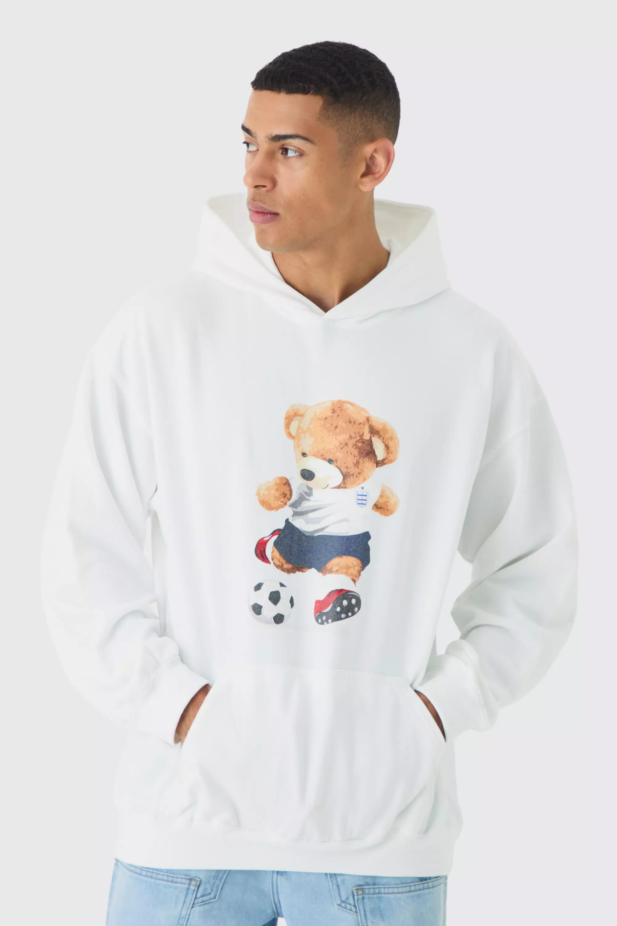 Oversized England Teddy Bear Hoodie boohooMAN UK