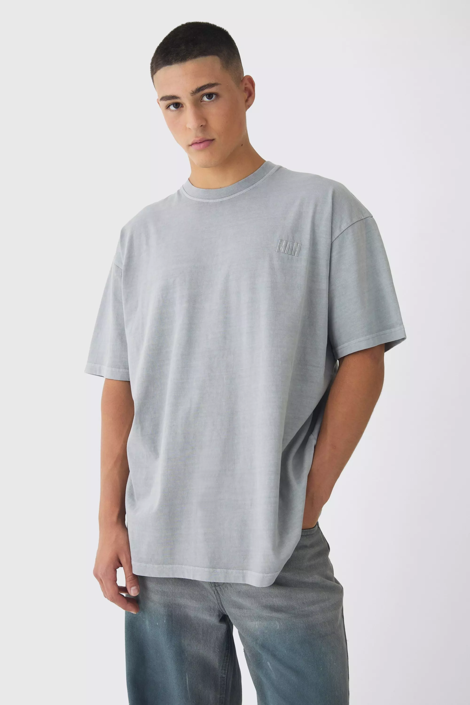 Oversized Acid Wash T-Shirt Charcoal