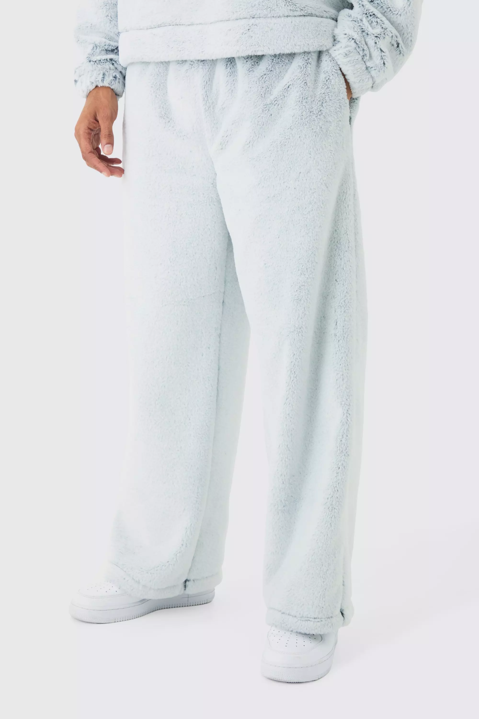 Black Wide Leg Fluffy Two Tone Joggers alternative image