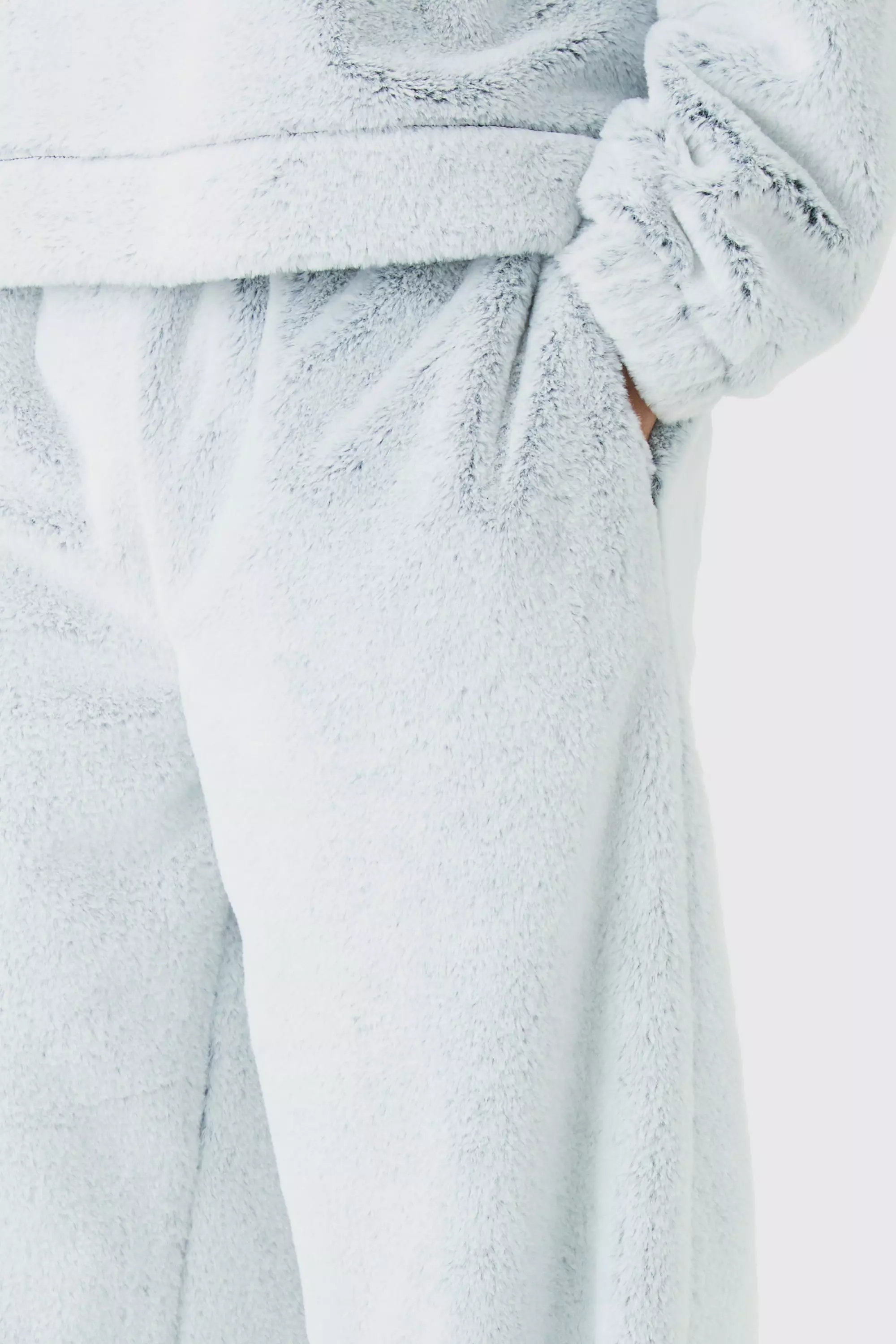 Black Wide Leg Fluffy Two Tone Joggers alternative image
