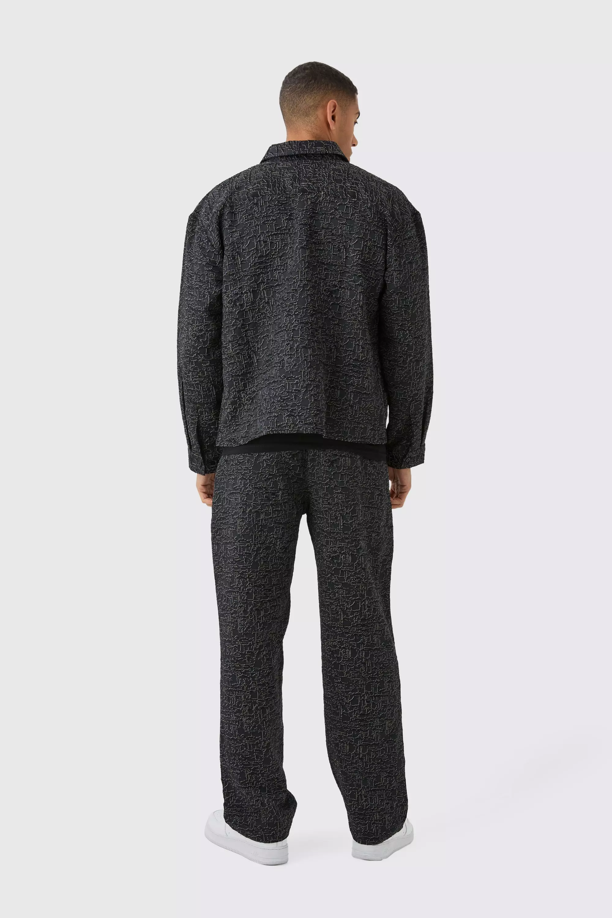 Black Relaxed Fit Jacquard Abstract Pattern Trouser alternative image
