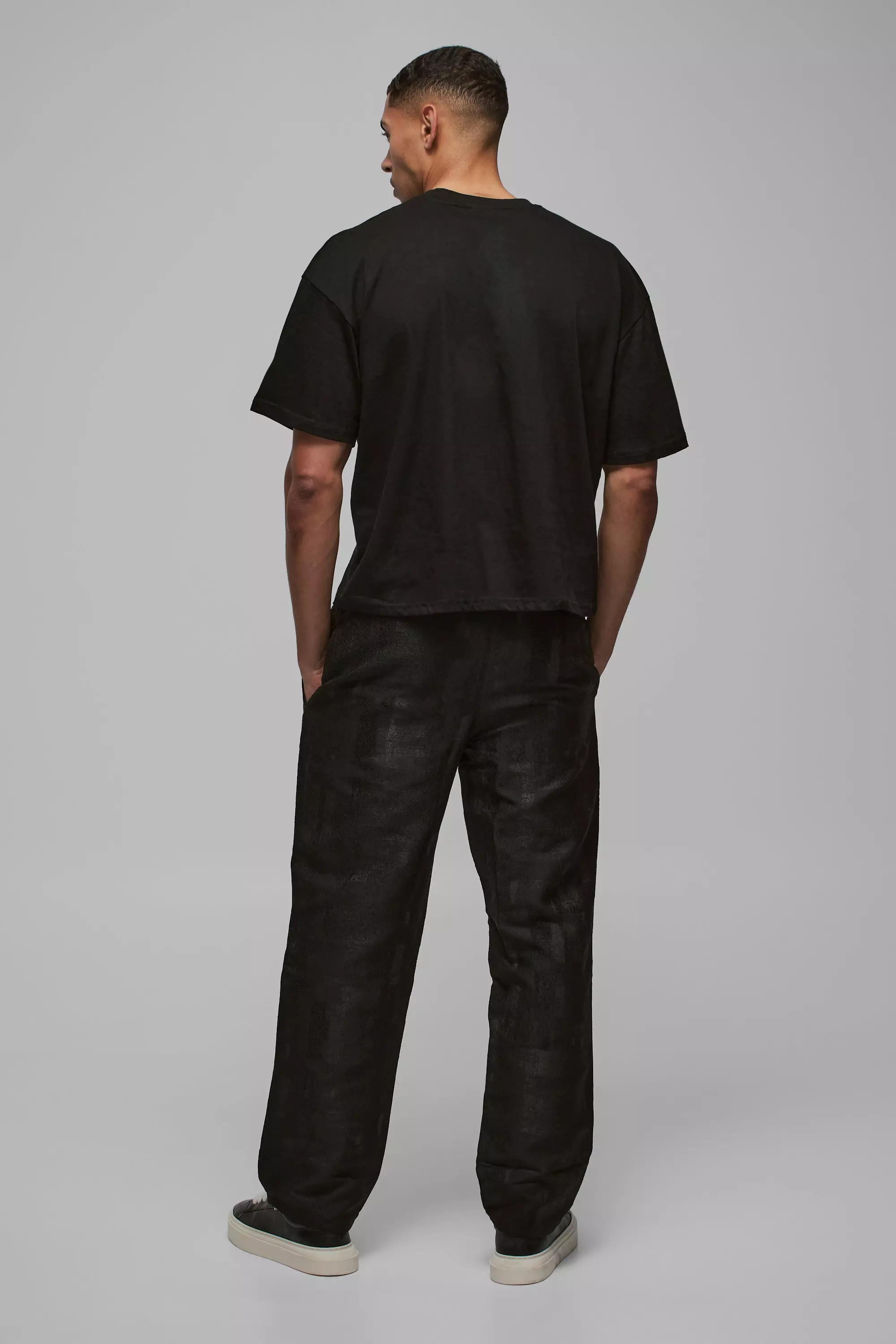Black Straight Leg Textured Jacquard Trouser alternative image