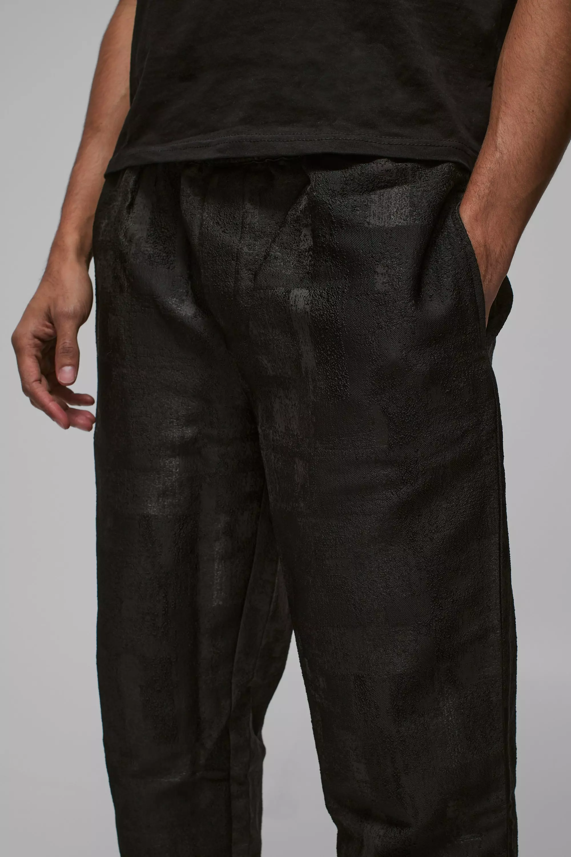 Black Straight Leg Textured Jacquard Trouser alternative image