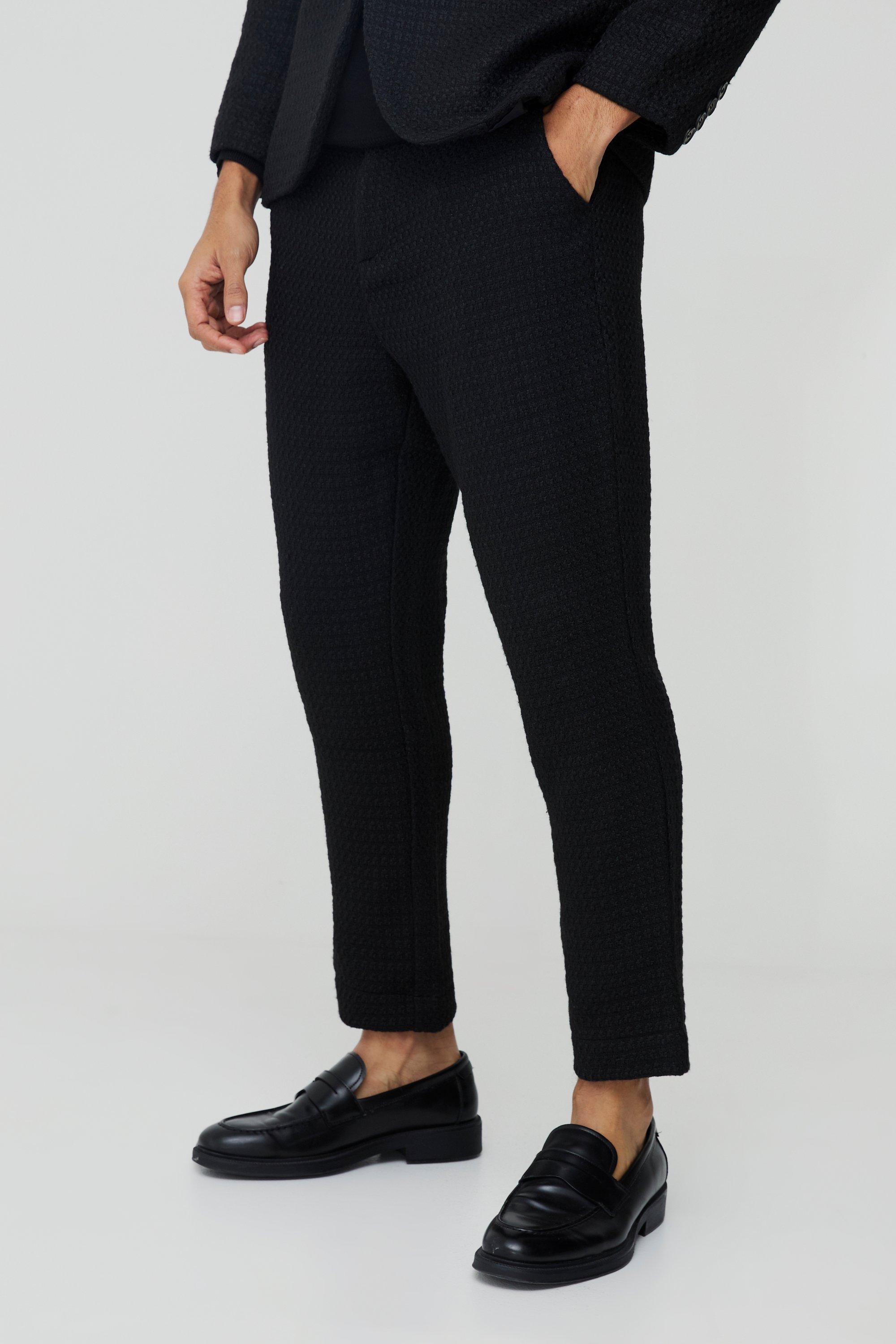 Black Tapered Boucle Dress Pants