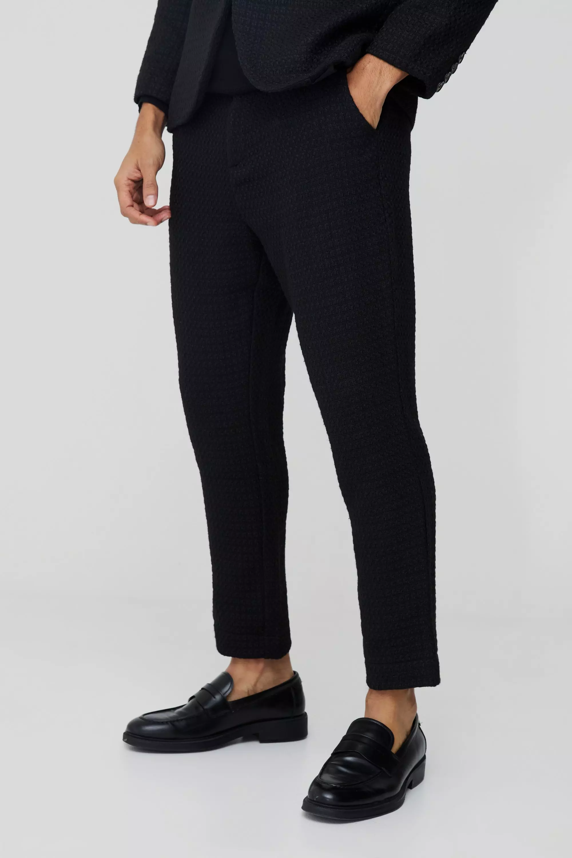 Black Toelopende Bouclé Pantalons alternatieve afbeelding