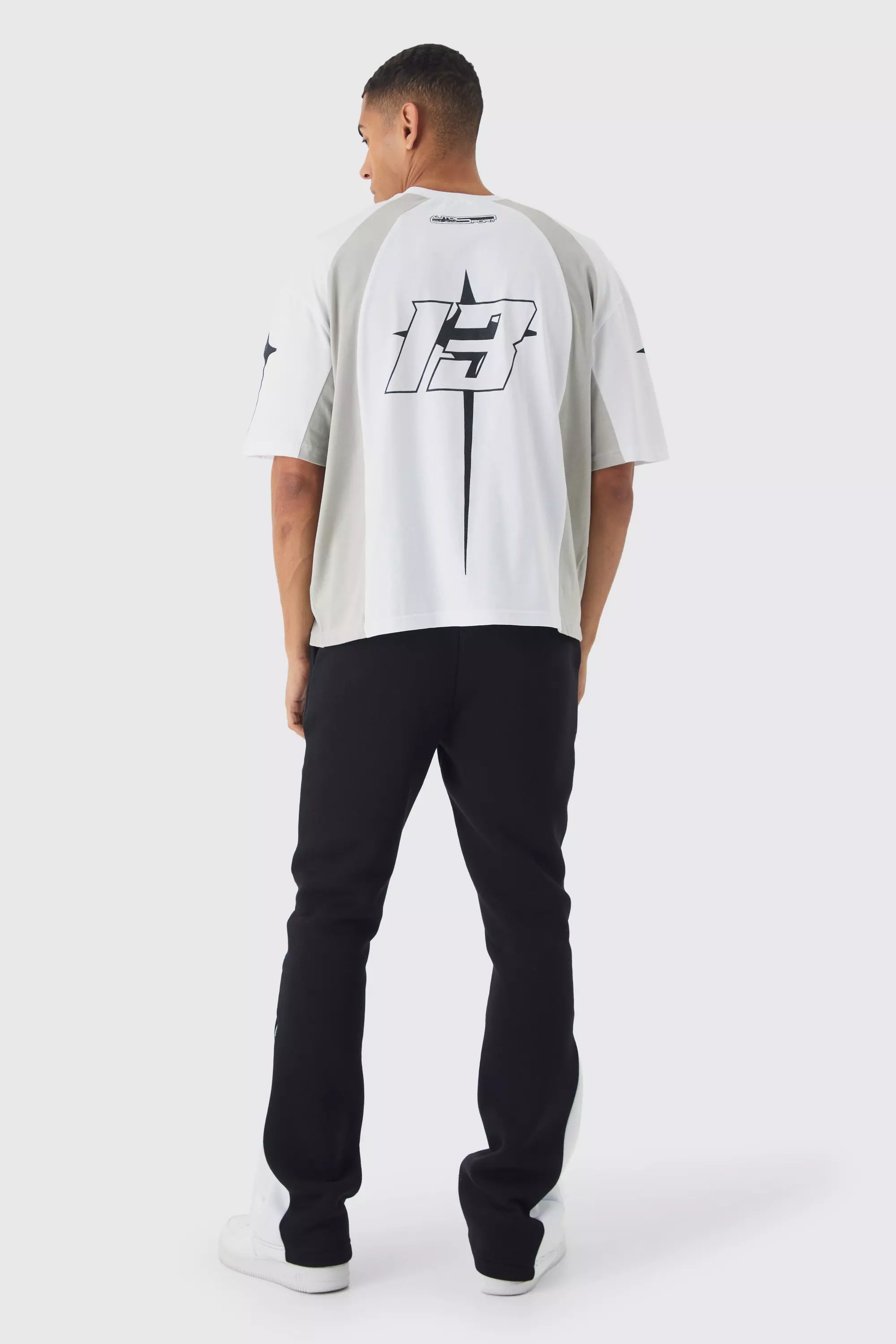 Black Slim Fit Moto Series Flared Stacked Gusset Jogger alternative image