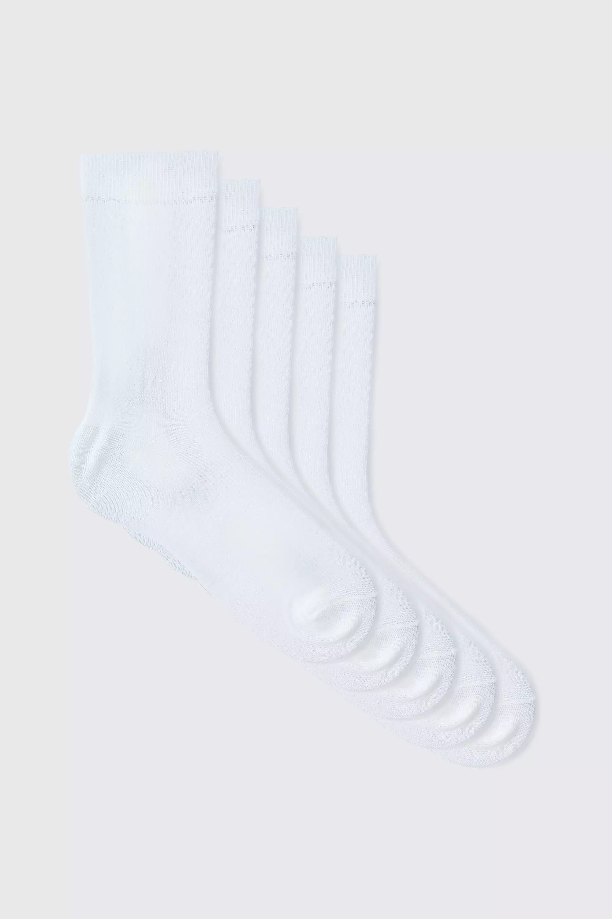 5 Pack Plain Socks White