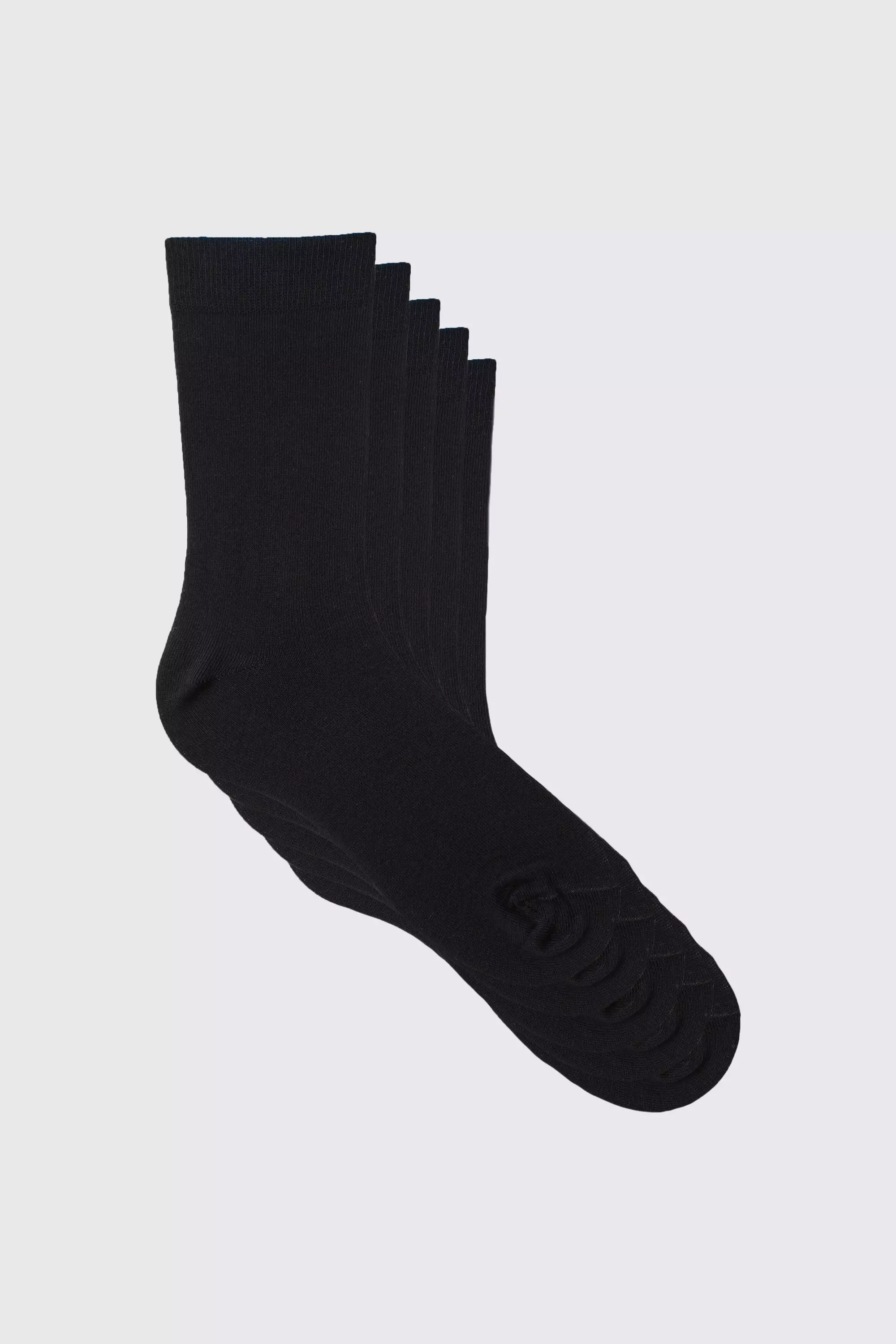 5 Pack Plain Socks Black