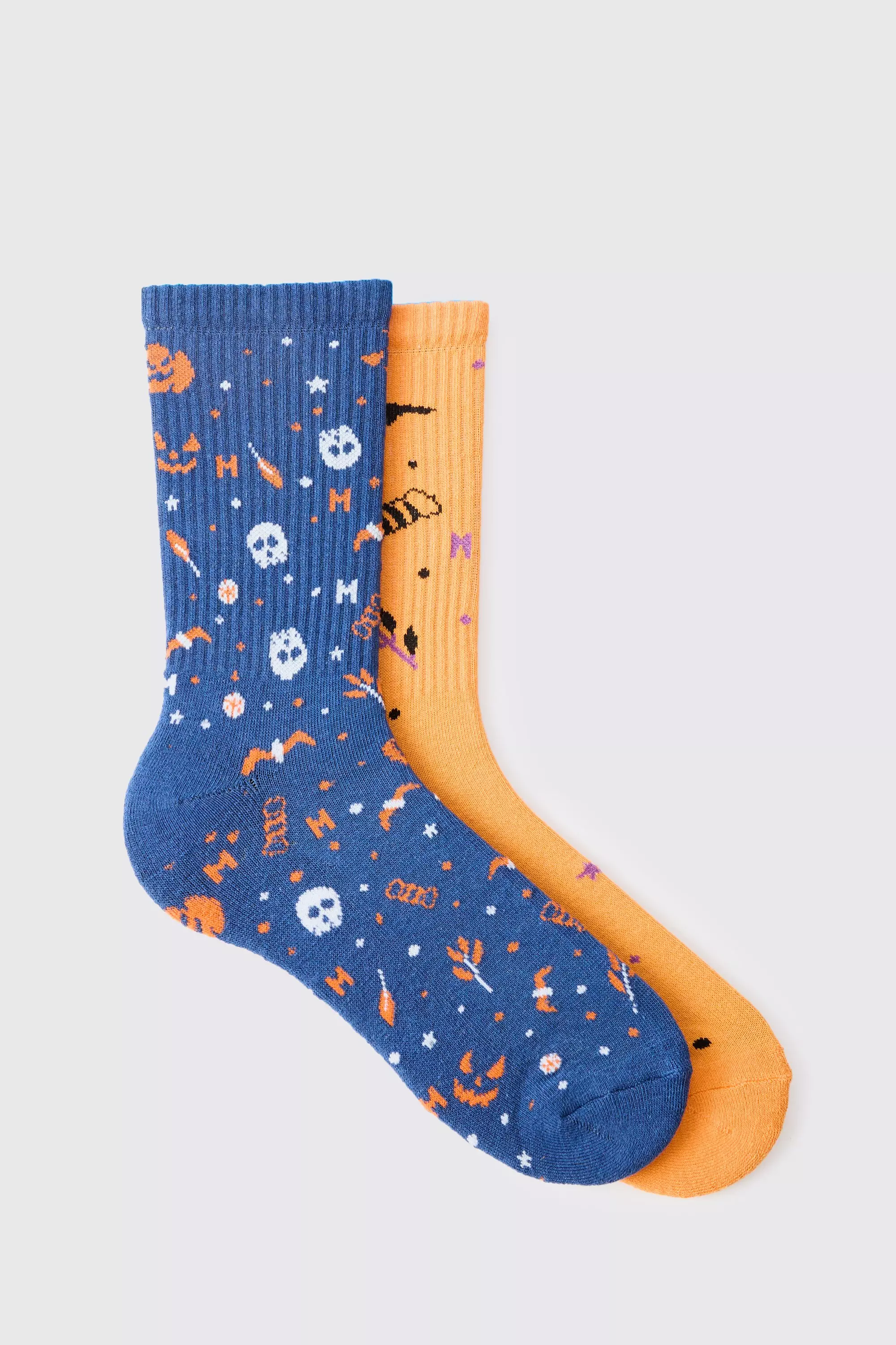 2 Pack Halloween Ribbed Socks Multi