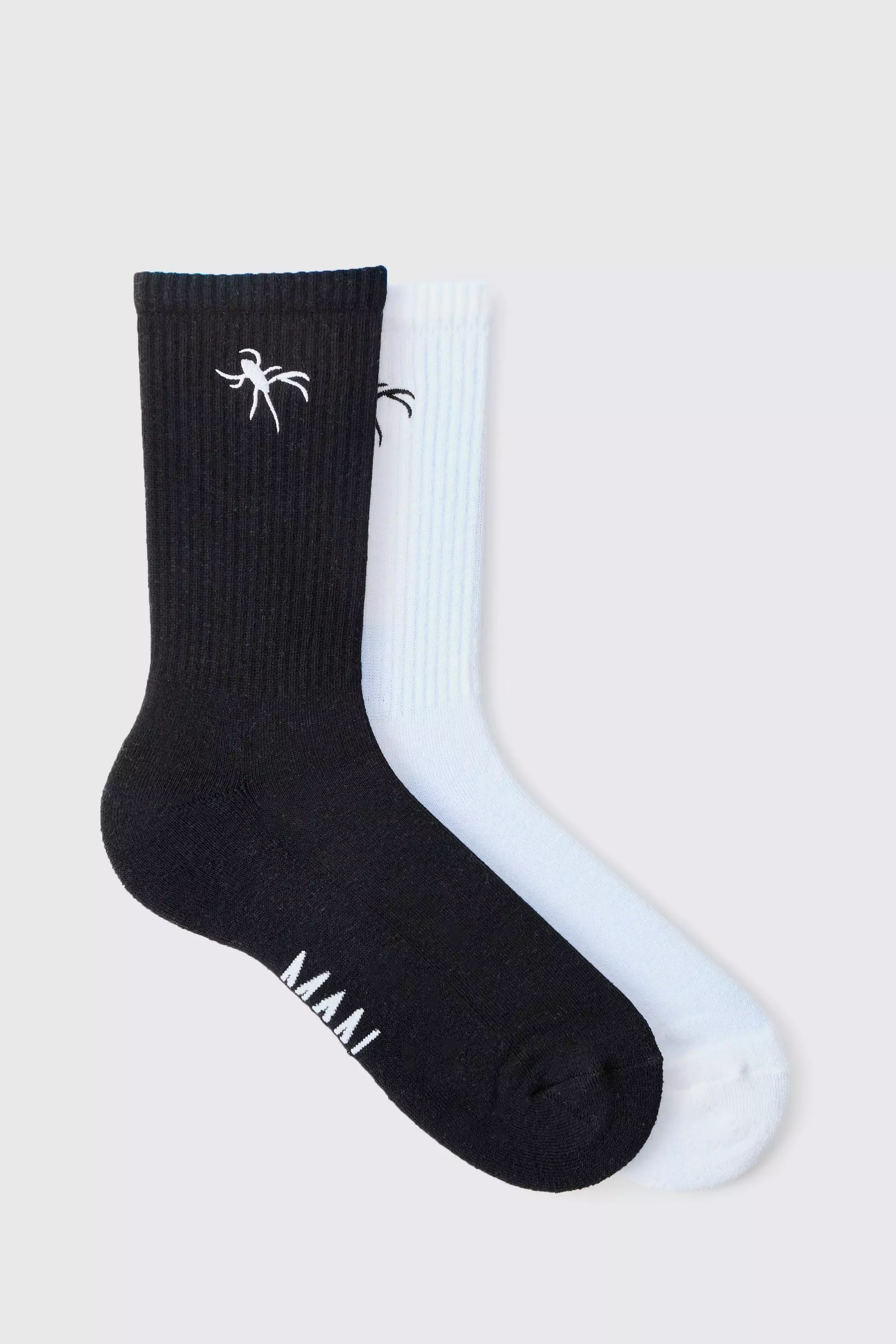 2 Pack Spider Embroidered Socks Multi