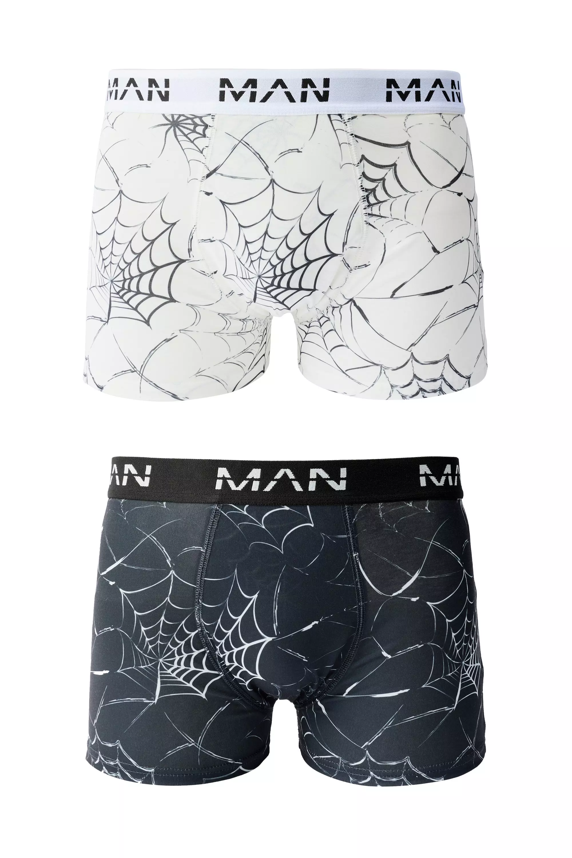 Multi Halloween 2 Pack Man Spider Web Printed Boxers