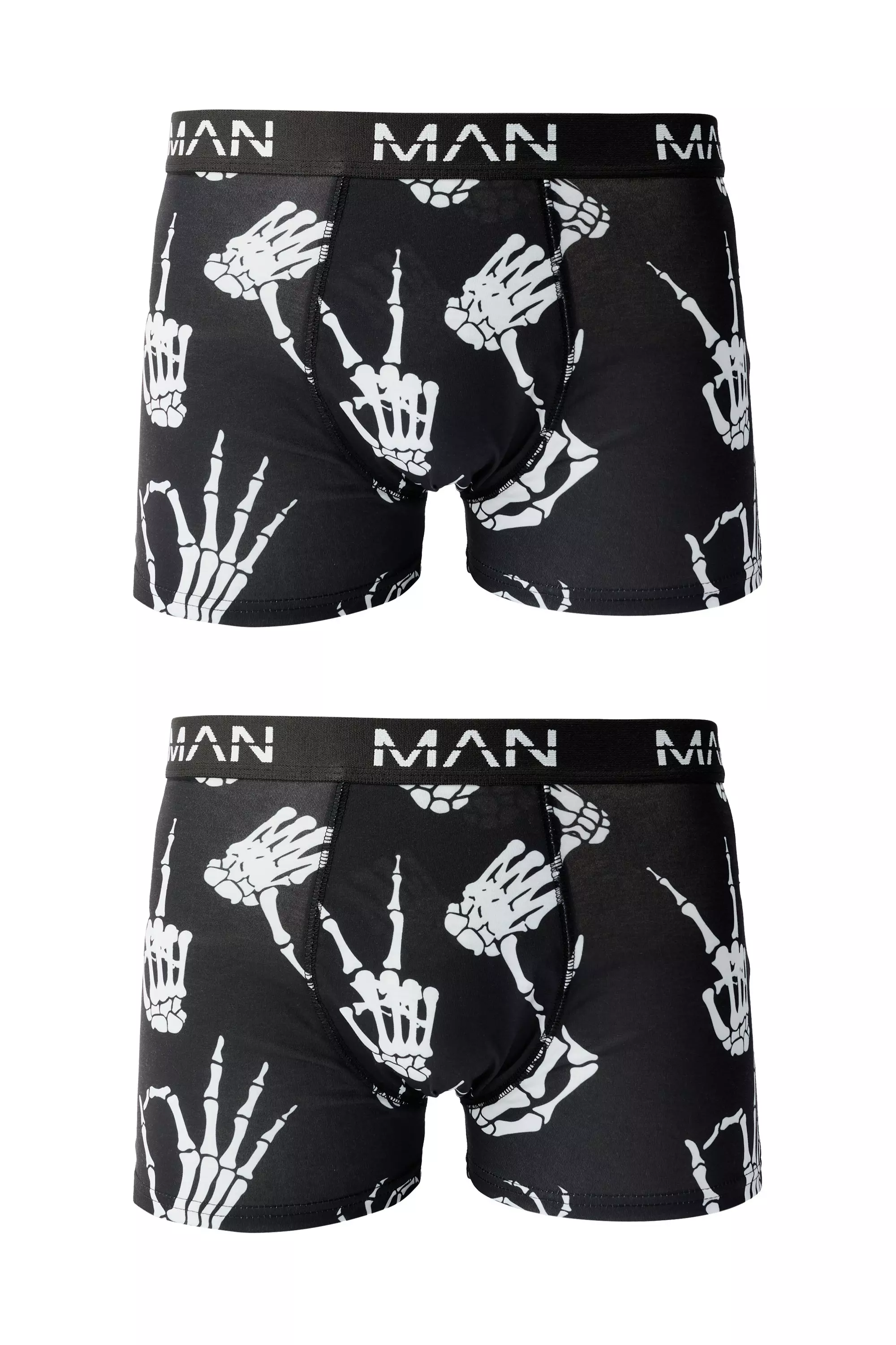 Man Skeleton Hand Printed Boxers Black