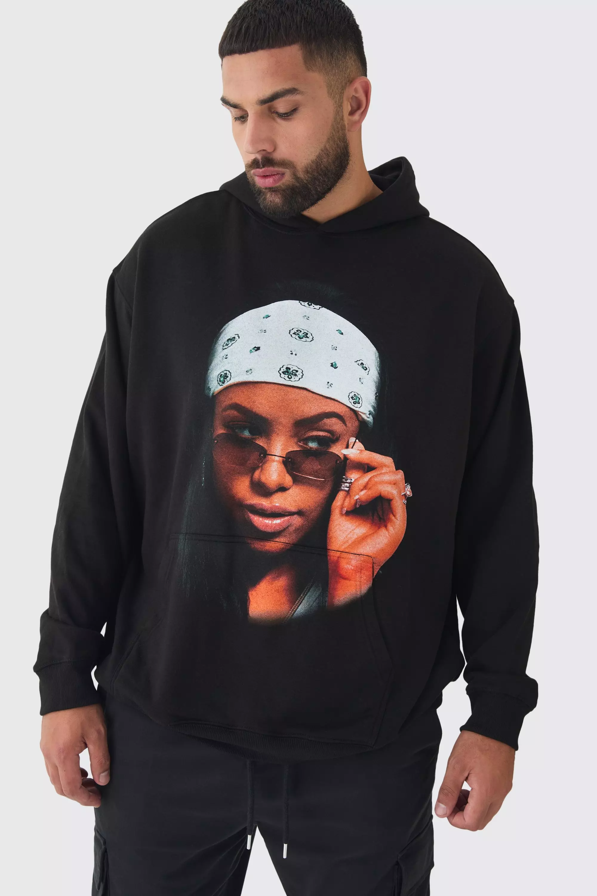 Black Plus Oversized Aaliyah License Hoodie