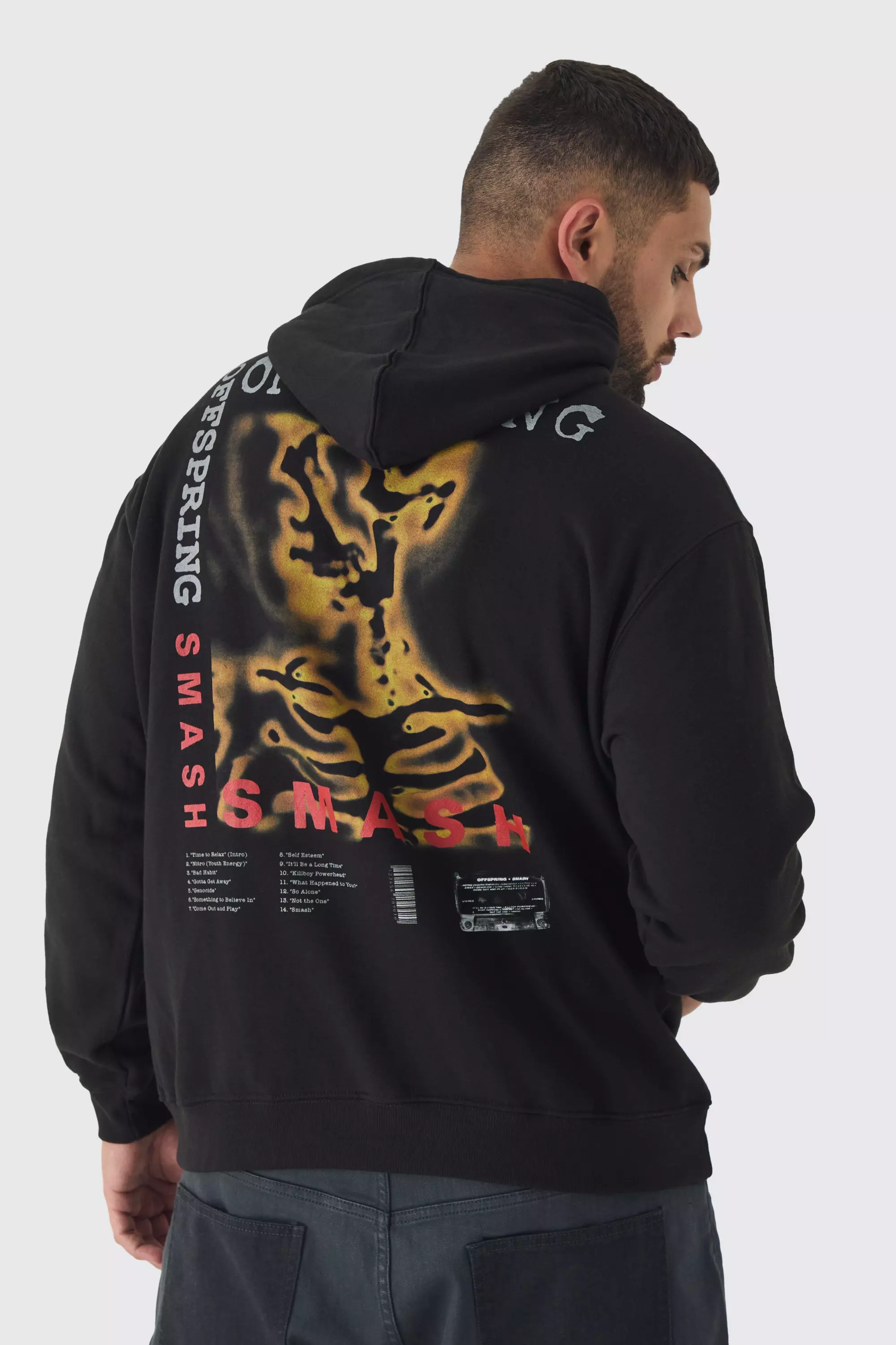 Black Plus Oversized The Offspring License Back Print Hoodie