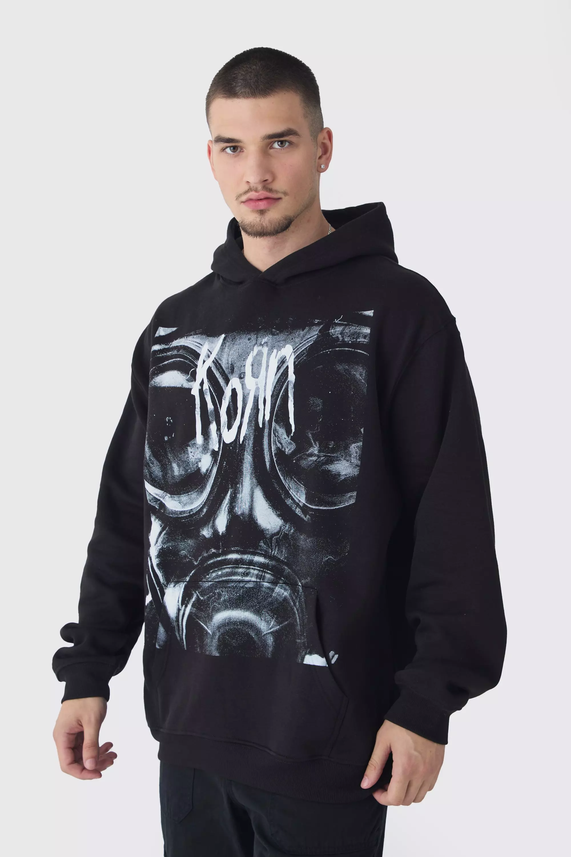 Tall Oversized Korn License Hoodie Black