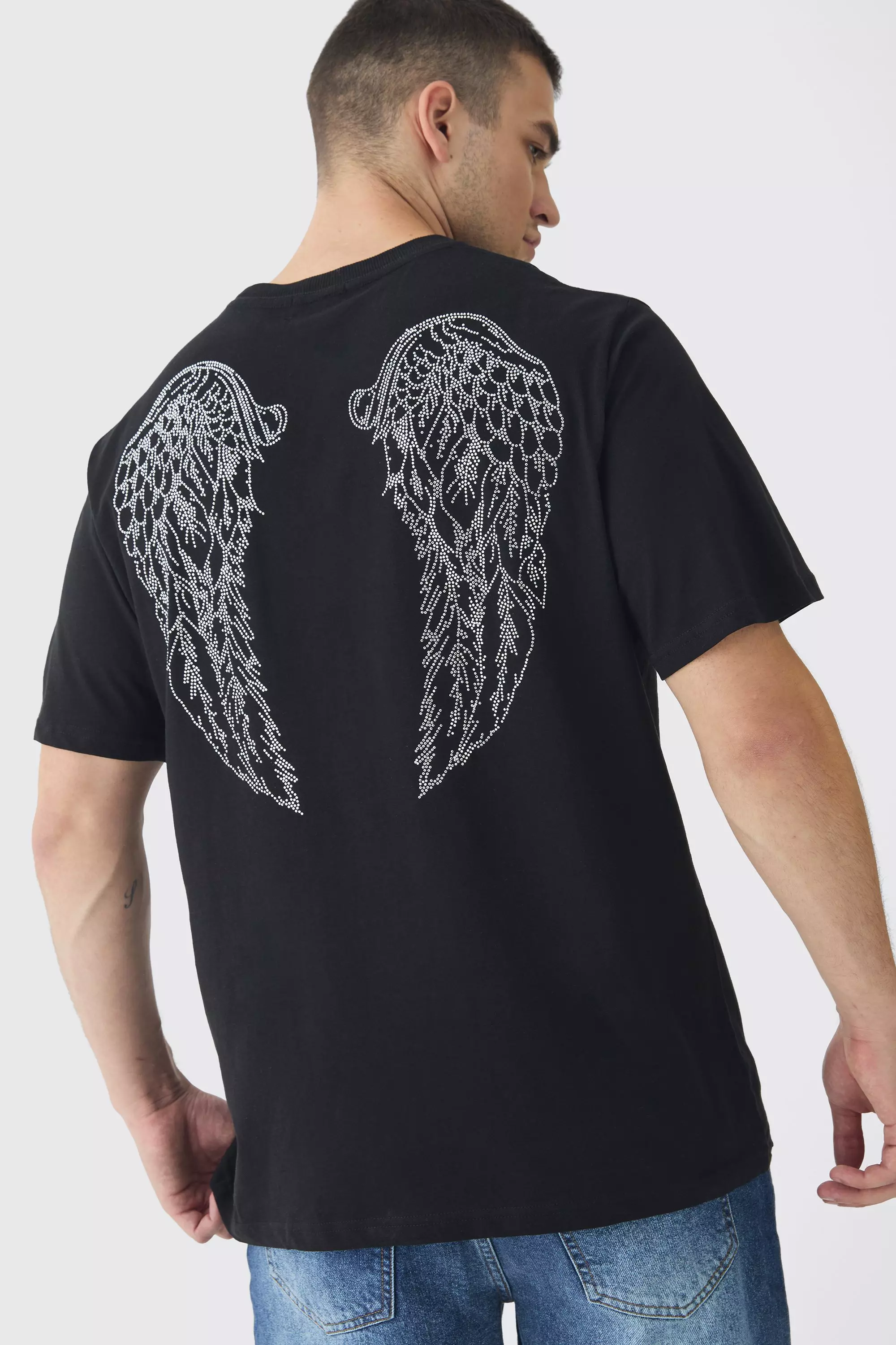 Black grey cheapest angel wings shirt