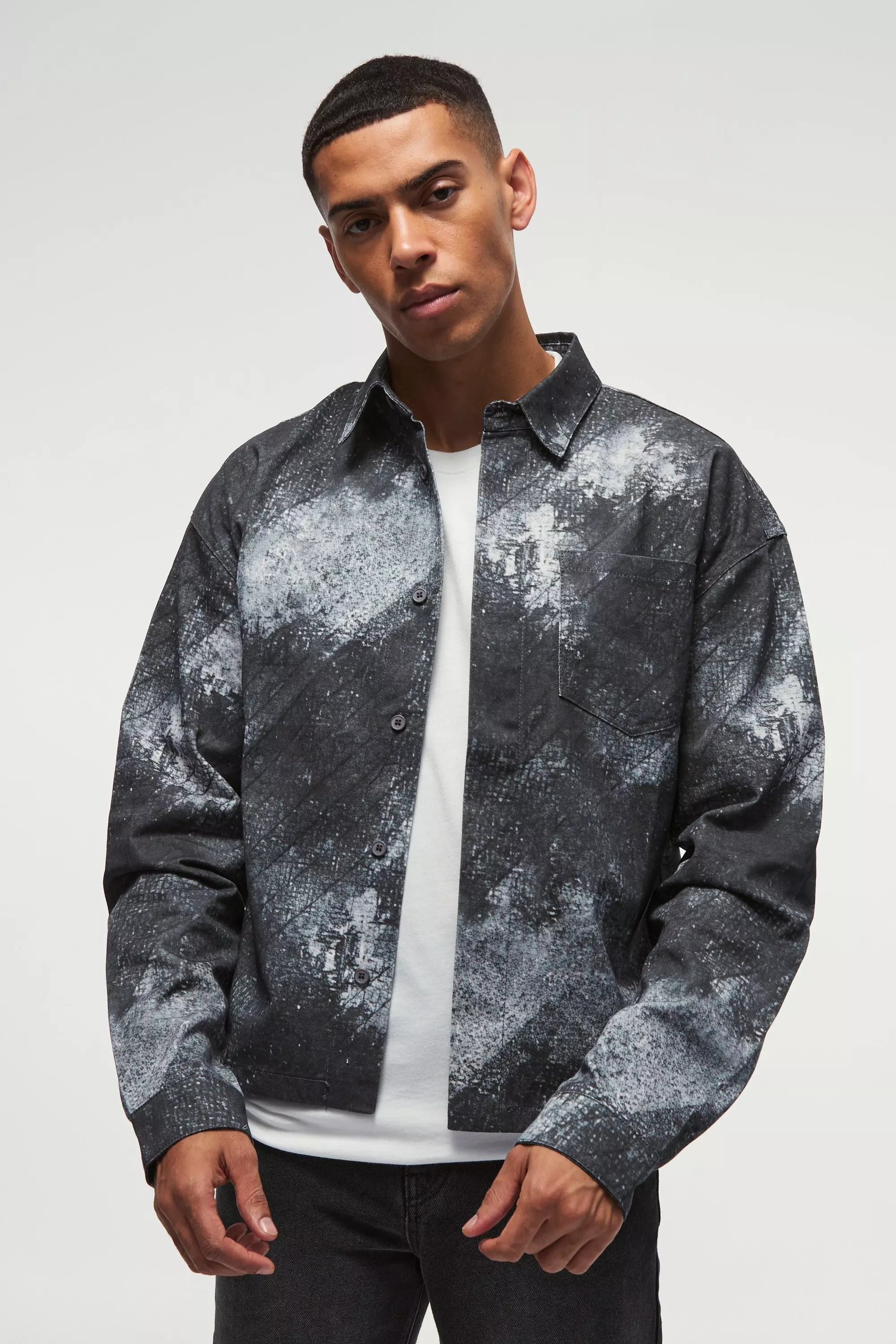 Black Oversized Abstract Boxy Overhemd alternatieve afbeelding