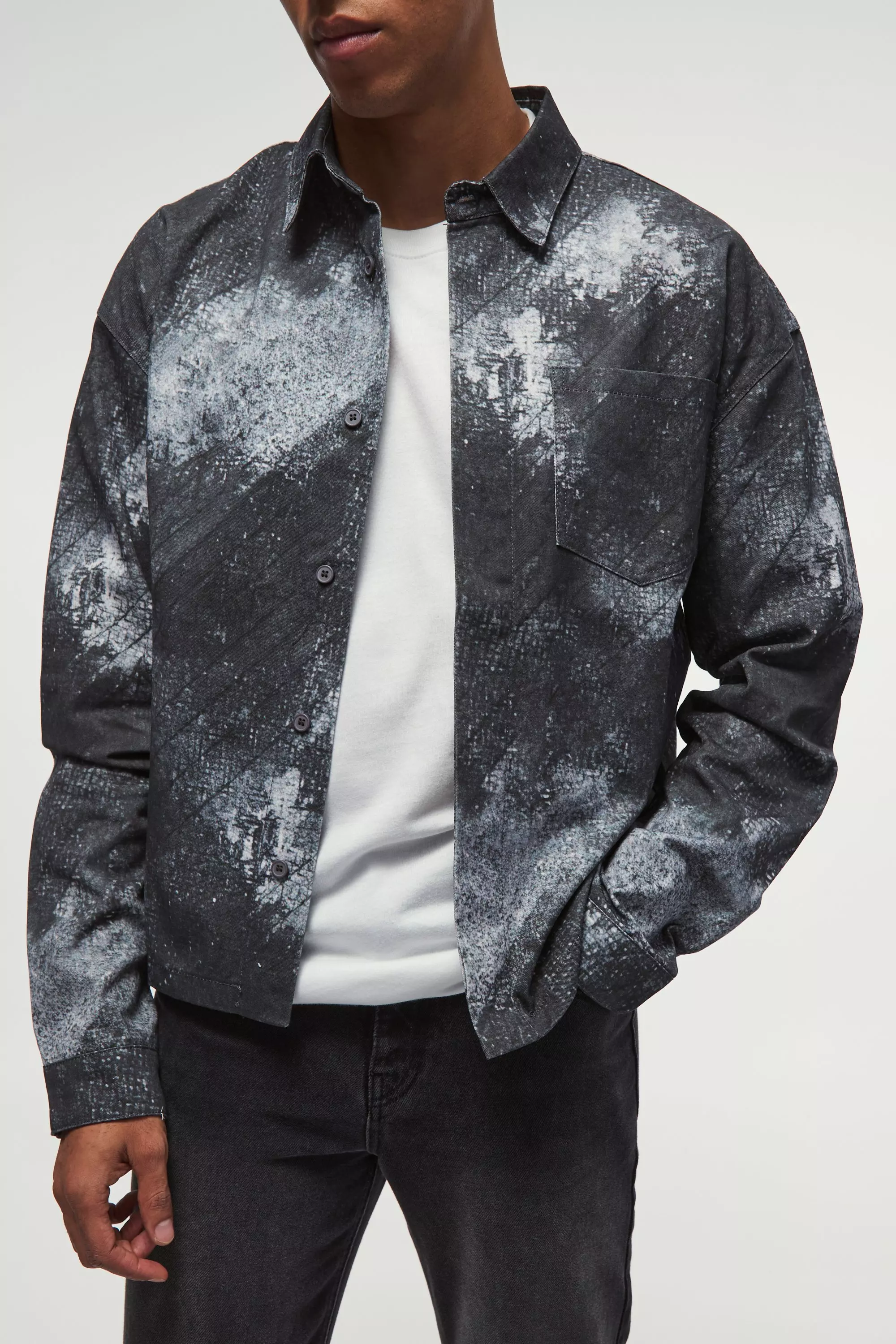Black Oversized Abstract Boxy Overhemd alternatieve afbeelding
