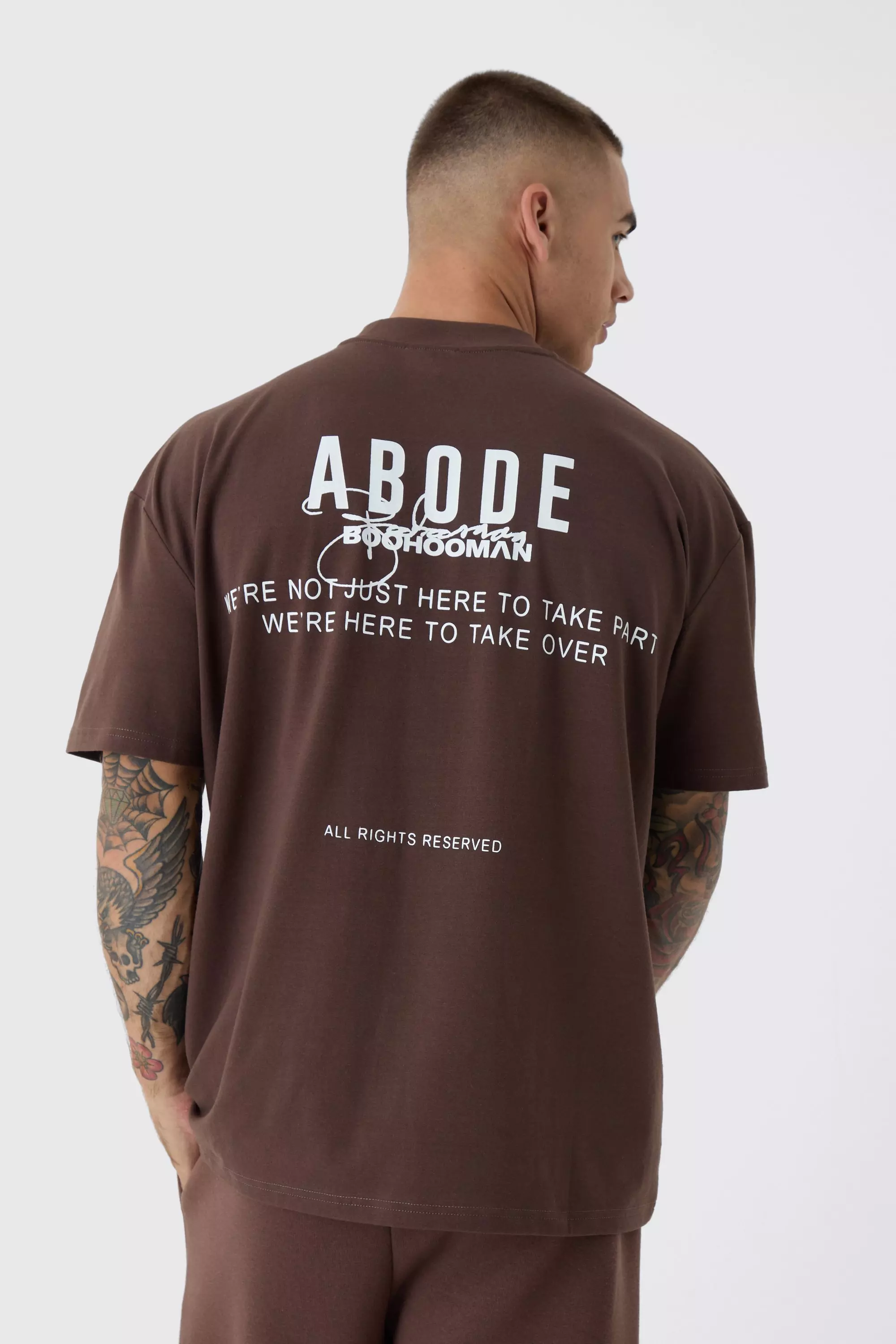 Chocolate Brown Oversized Extended Neck ABODE T-shirt