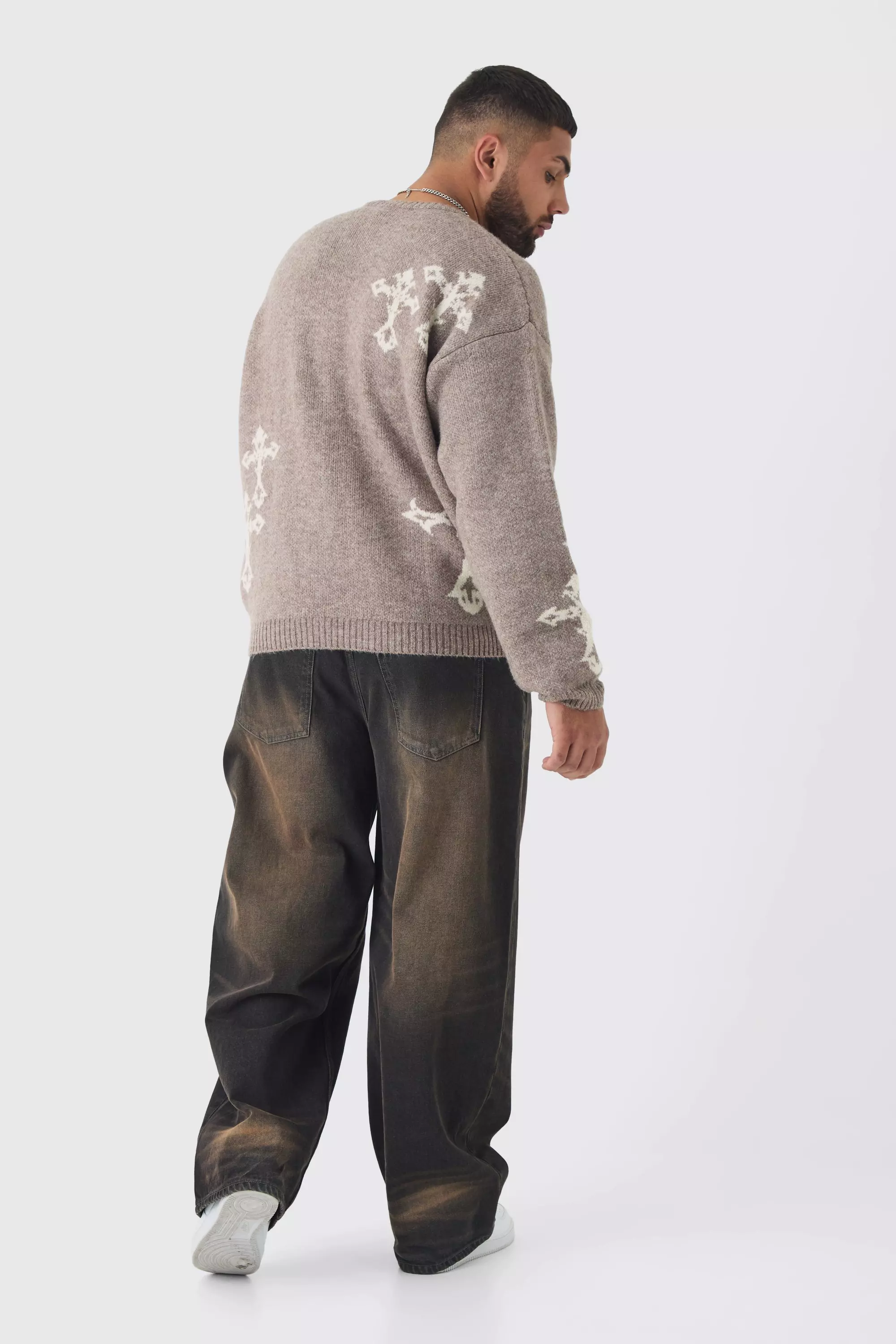 Stone Plus Gothic Cross Oversized Fluffy Knitted Sweat alternative image