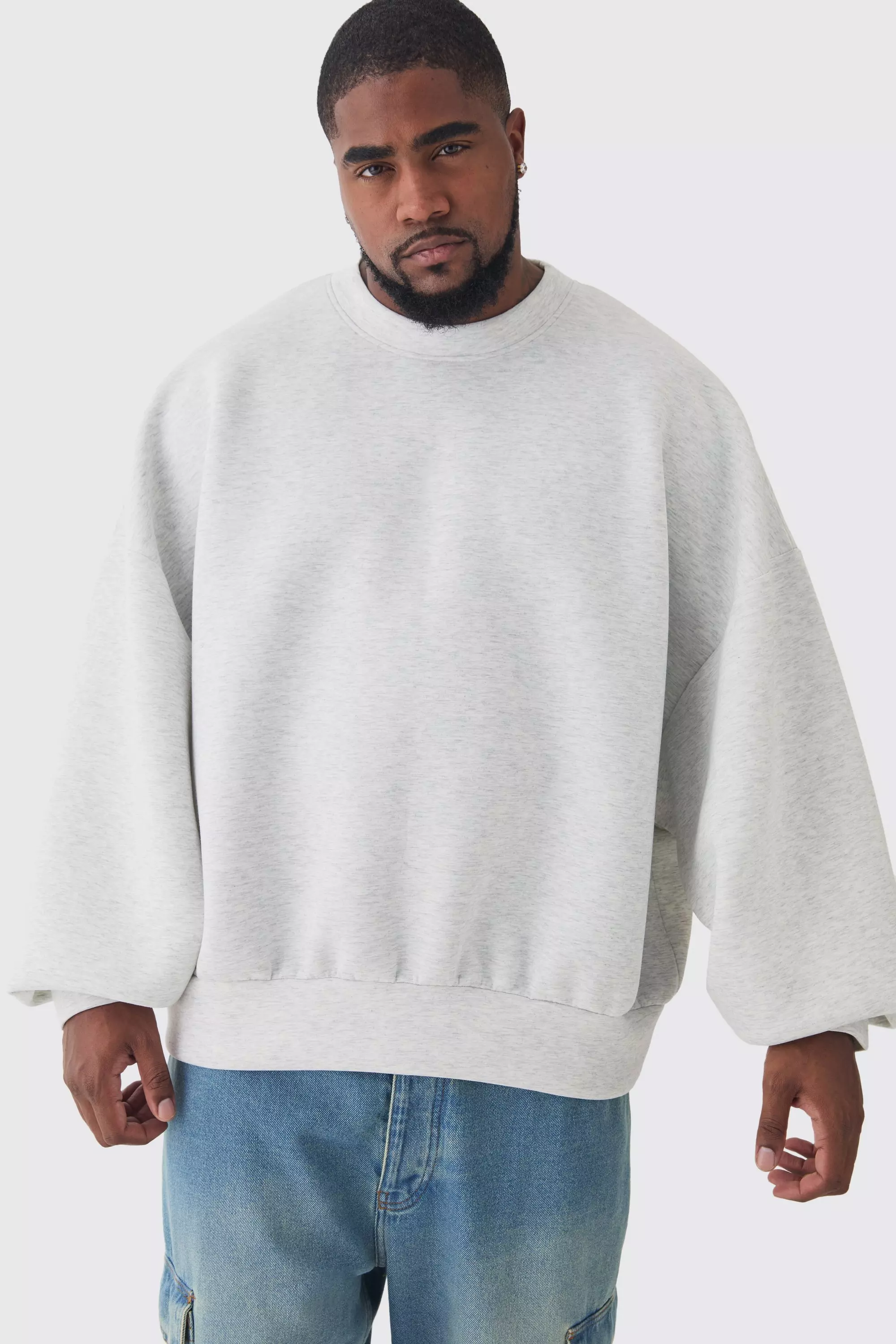 Ash grey Plus Oversized Marl Scuba Sweat alternative image
