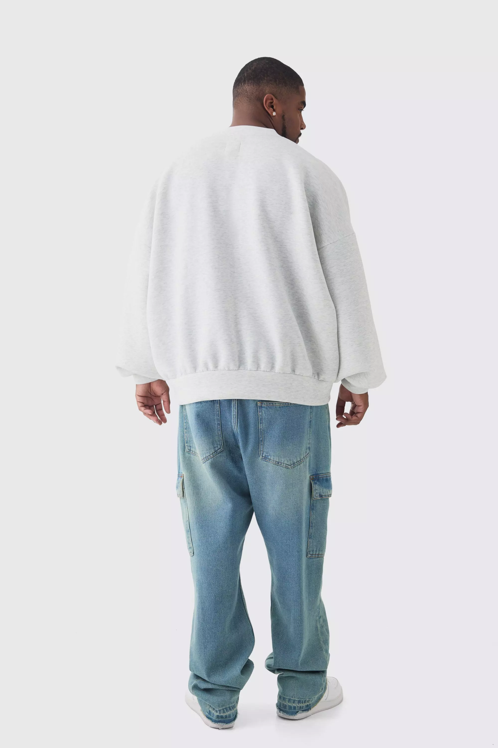Ash grey Plus Oversized Marl Scuba Sweat alternative image