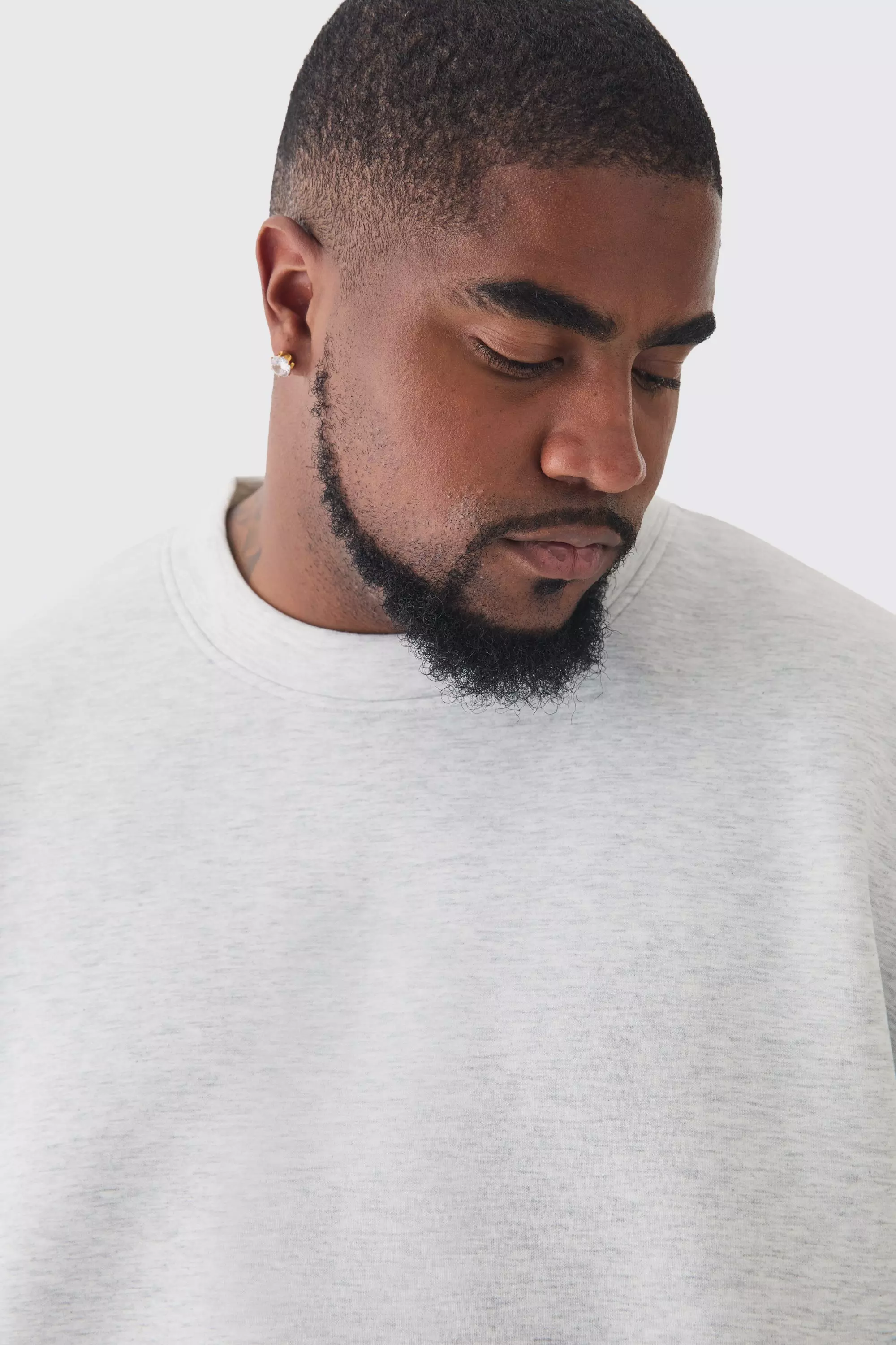 Ash grey Plus Oversized Marl Scuba Sweat alternative image
