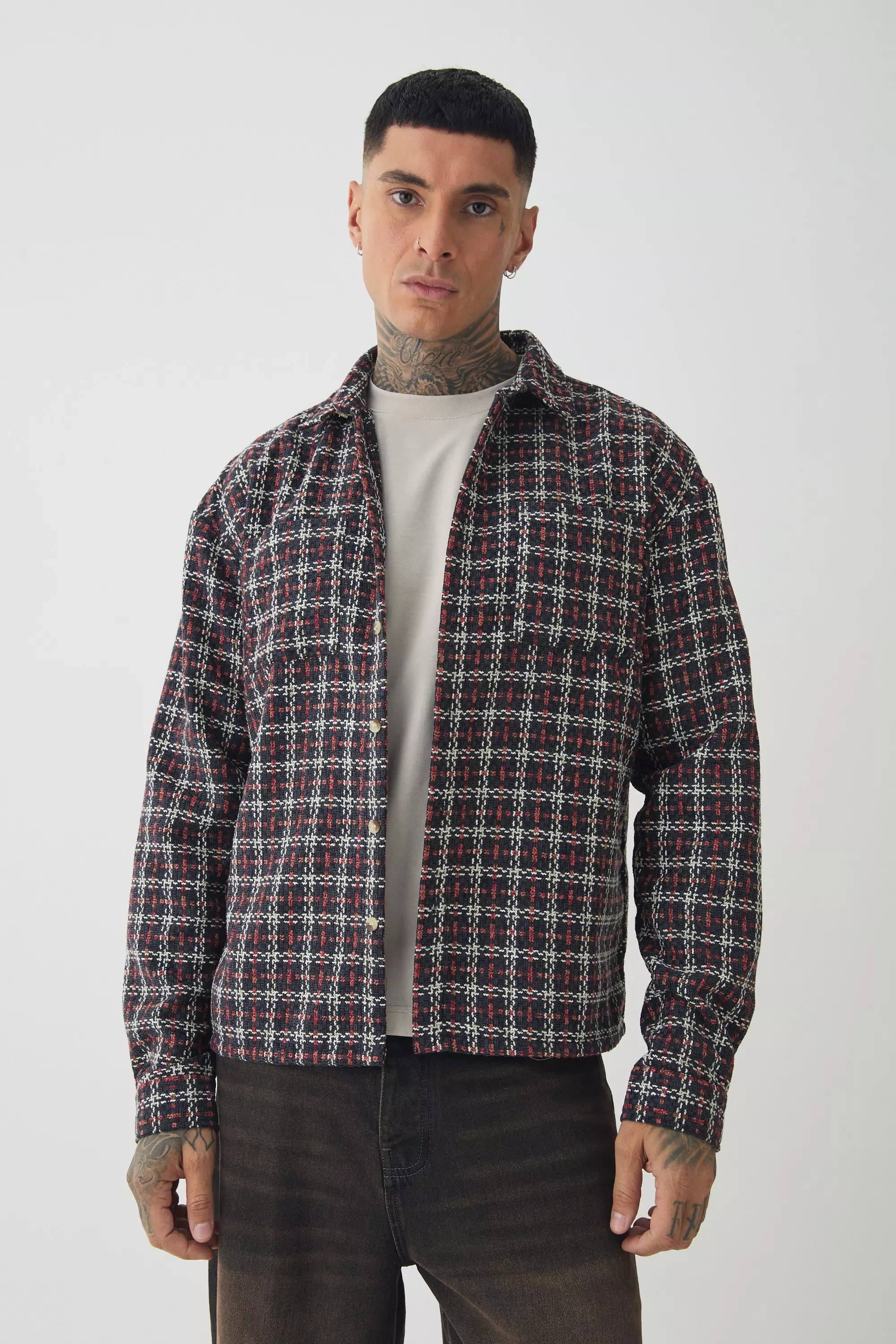 Stone Tall Heavy Weight Boucle Shacket alternative image