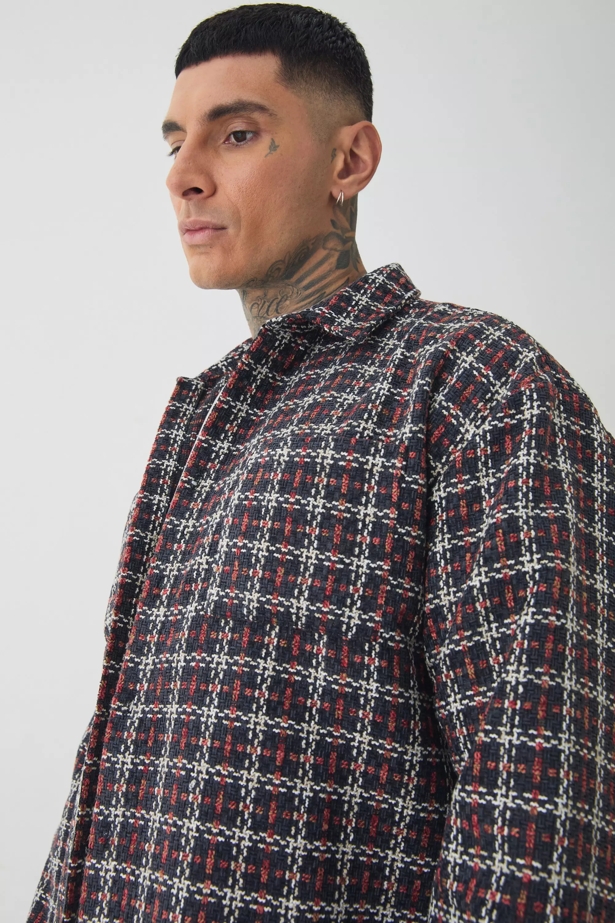 Stone Tall Heavy Weight Boucle Shacket alternative image