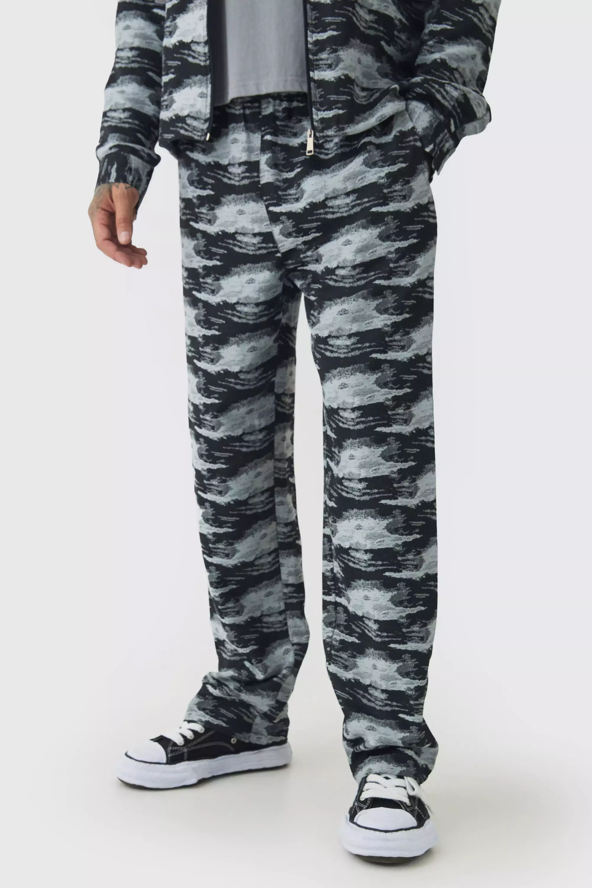 Tall - Pantalon large texturé à motif jacquard, Black autre image
