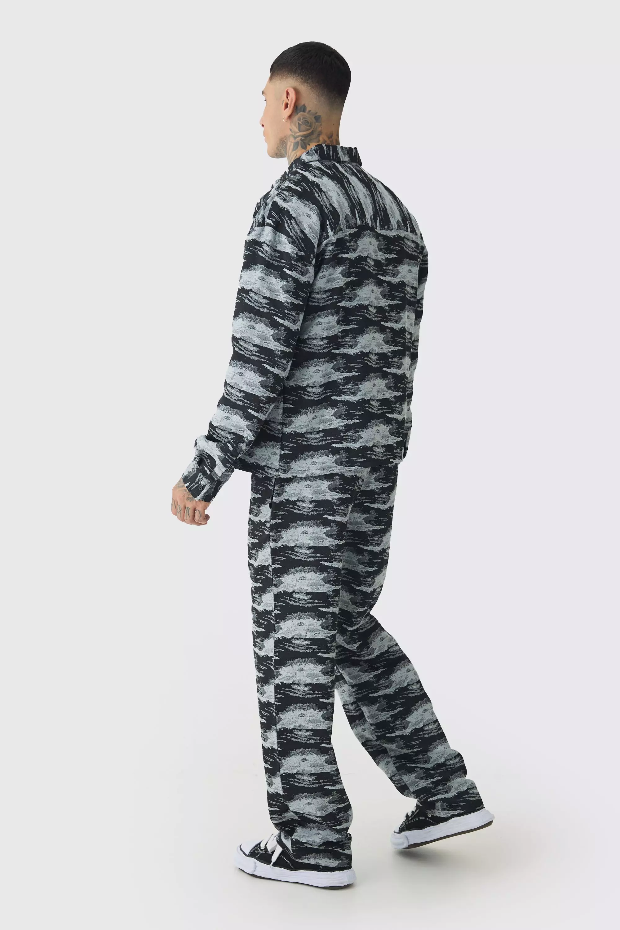 Tall - Pantalon large texturé à motif jacquard, Black autre image