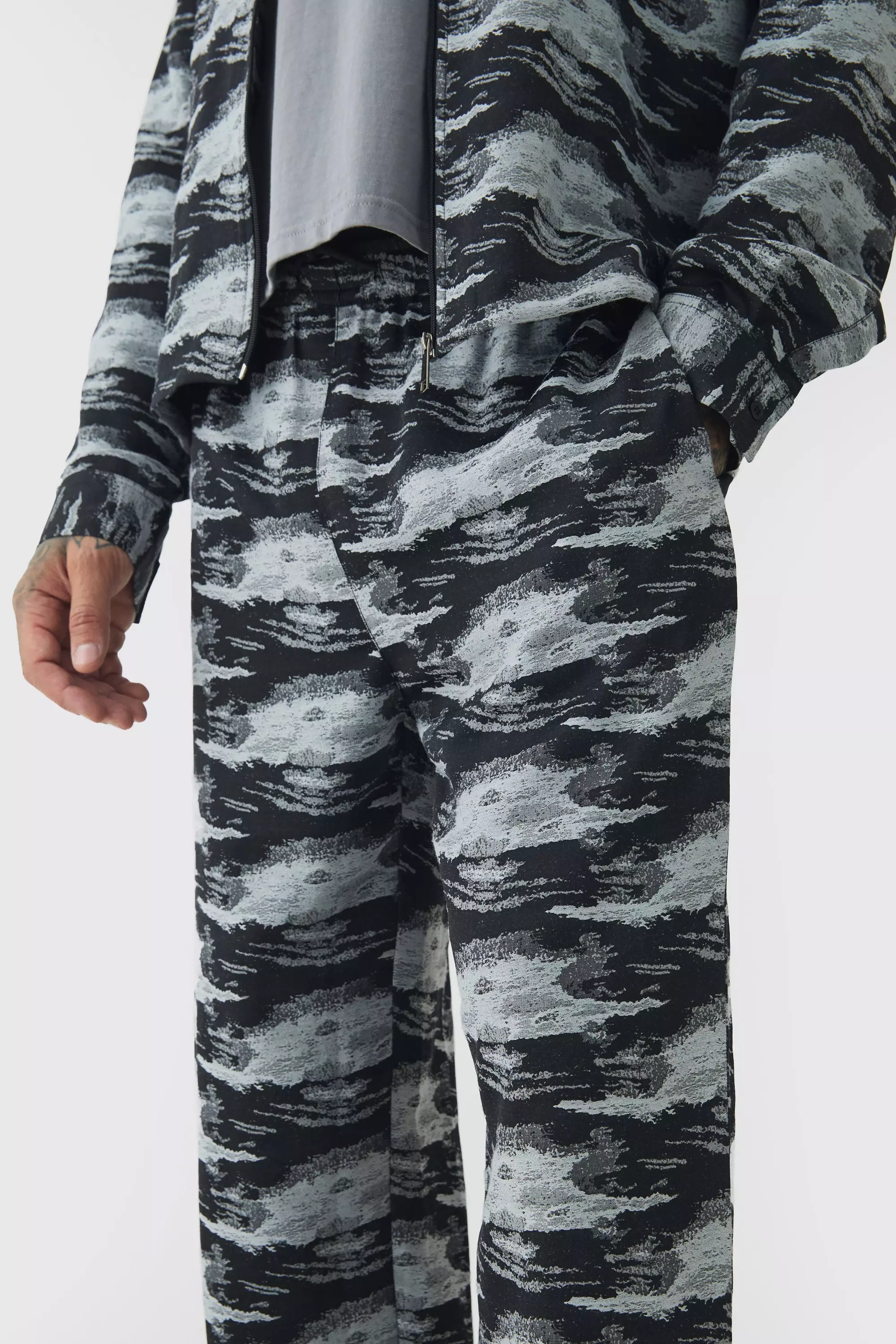 Tall - Pantalon large texturé à motif jacquard, Black autre image
