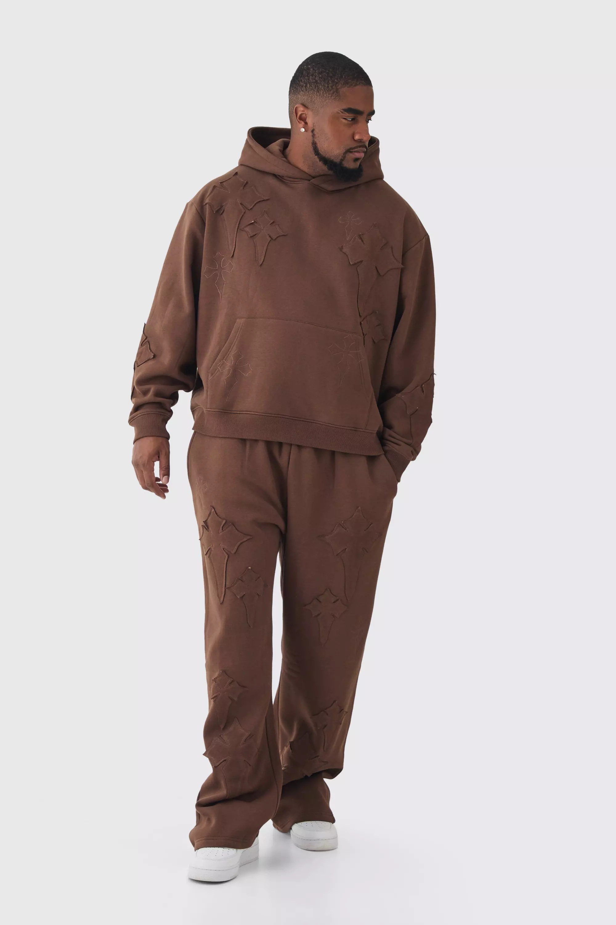 Grande taille - Survêtement oversize à écussons, Brown autre image