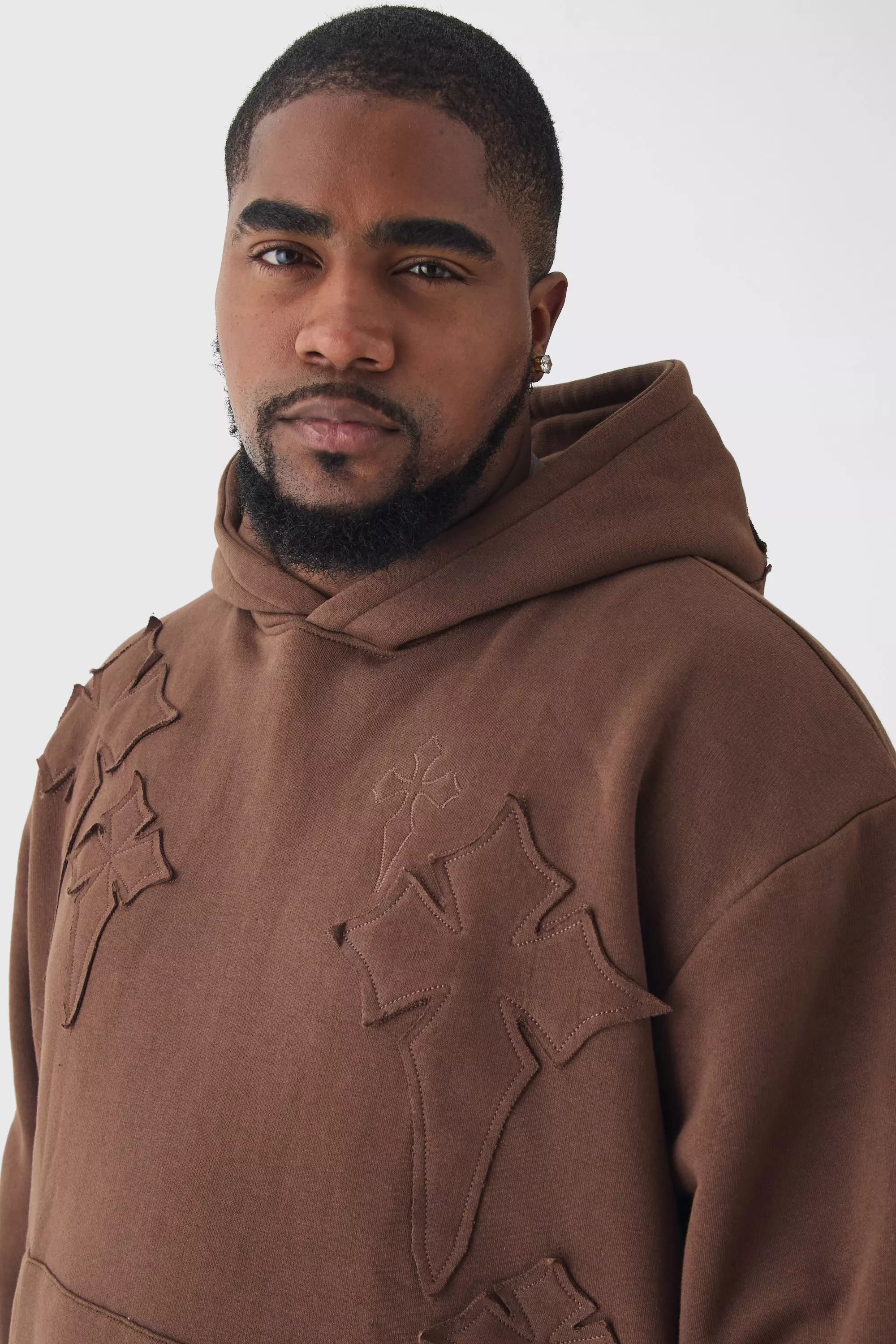 Grande taille - Survêtement oversize à écussons, Brown autre image