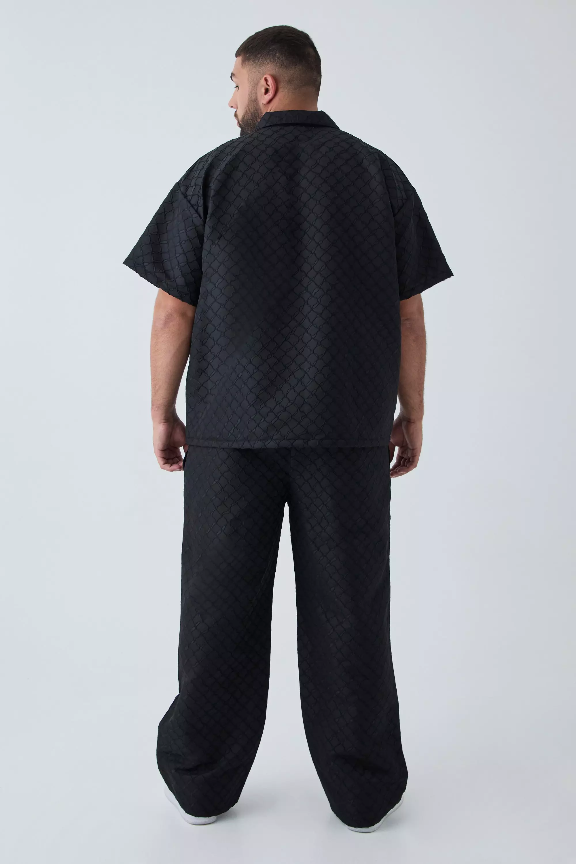Black Plus 3D Texture Revere Polo Shirt alternative image