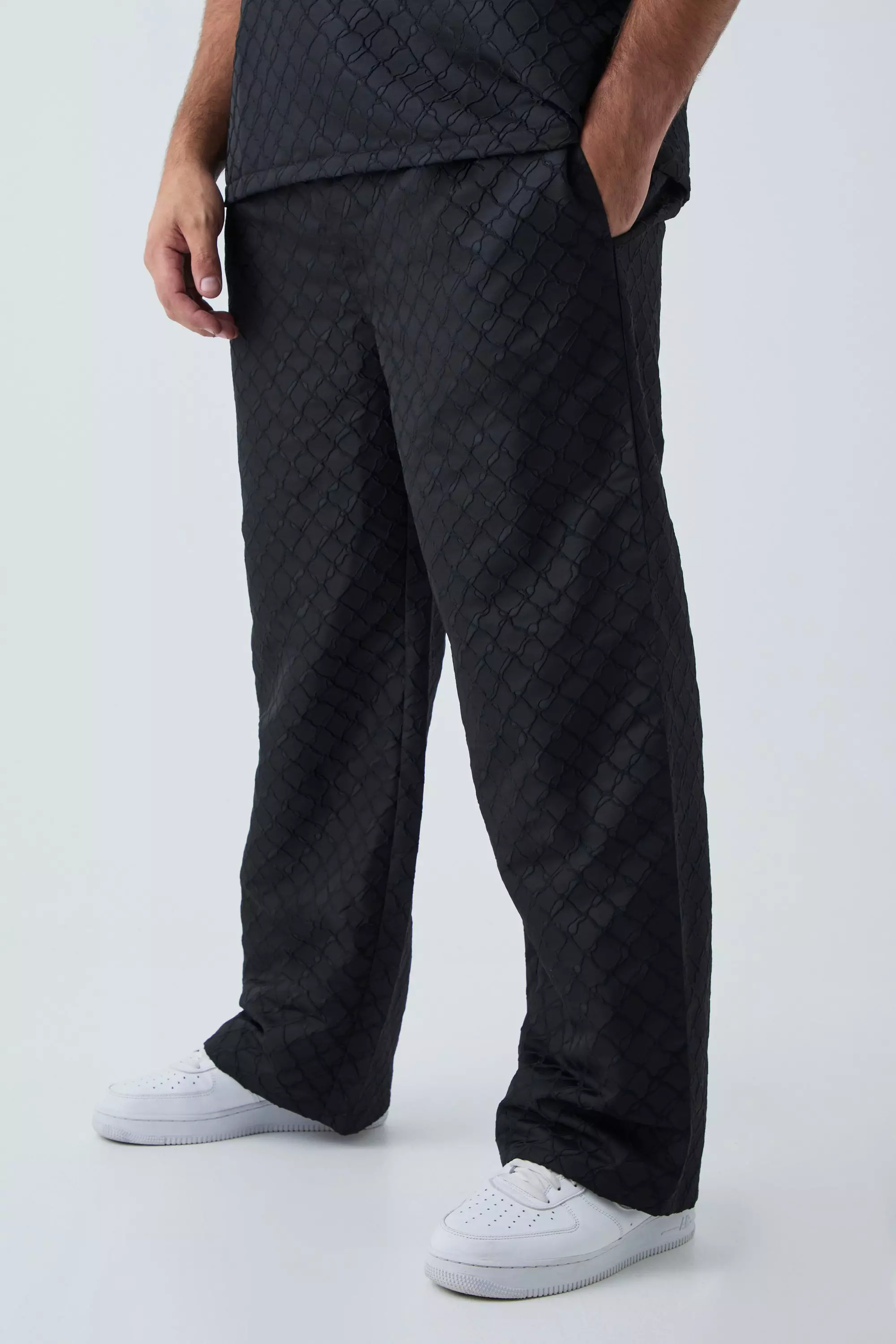 Black Plus 3D Texture Relaxed Fit Trousers alternative image
