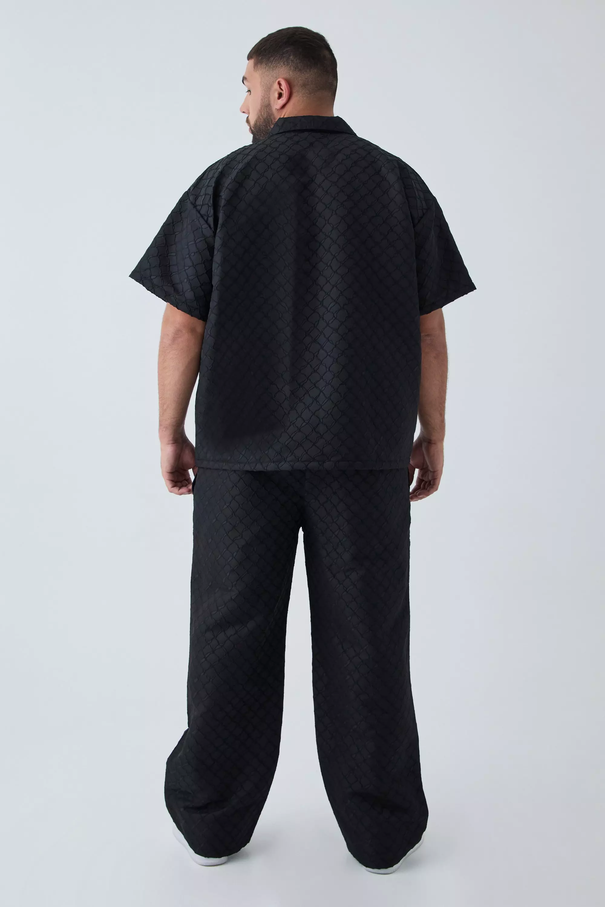 Black Plus 3D Texture Relaxed Fit Trousers alternative image