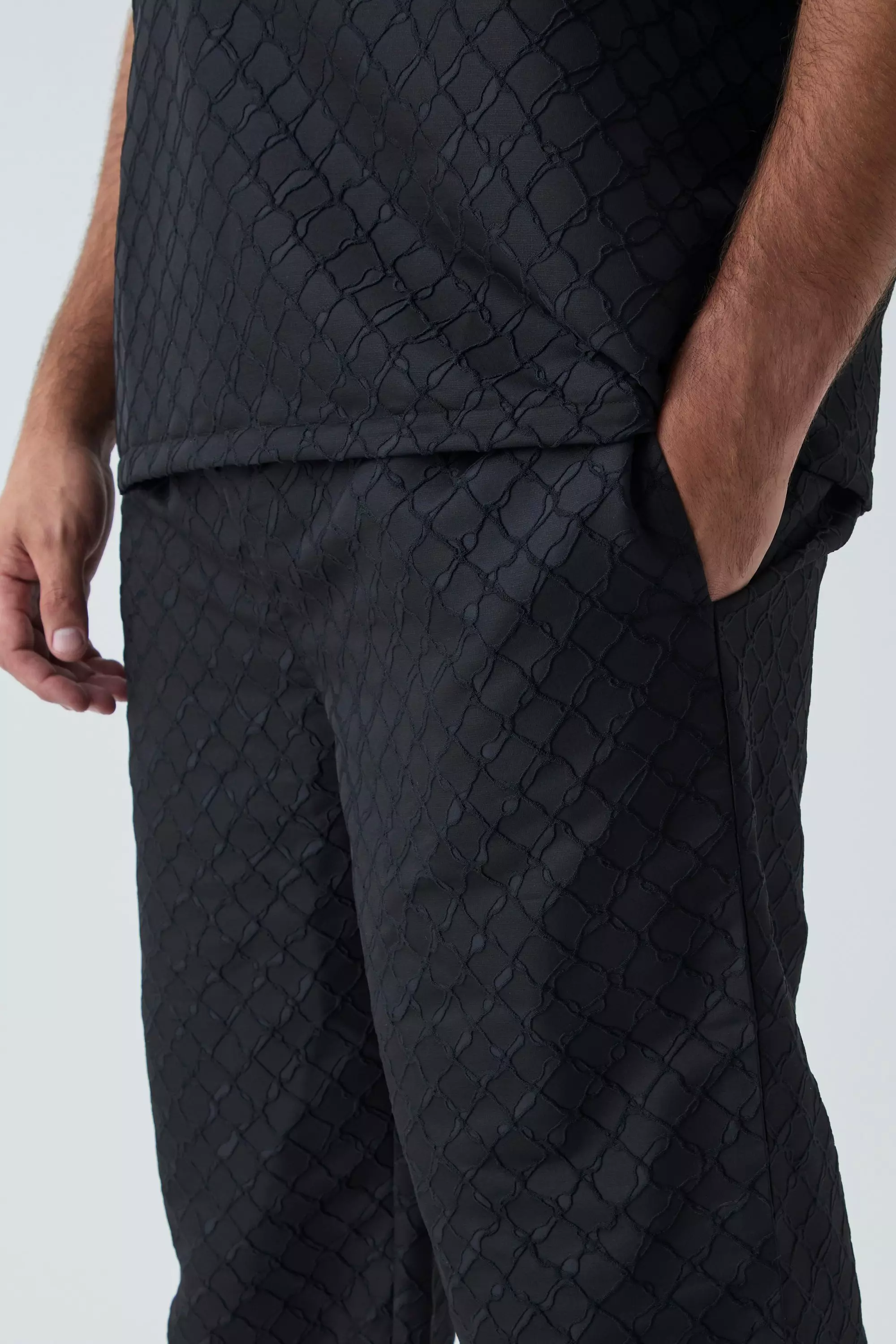 Black Plus 3D Texture Relaxed Fit Trousers alternative image
