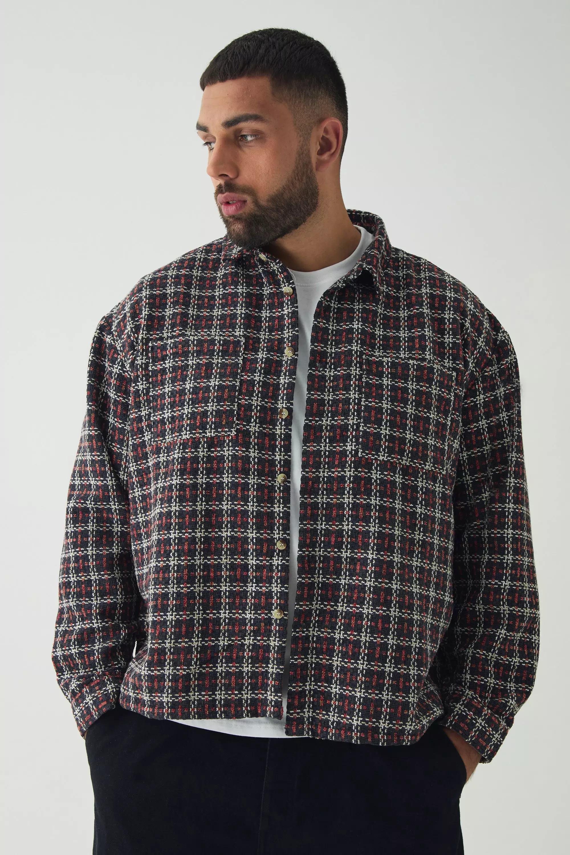 Black Plus Heavy Weight Boucle Overshirt alternative image