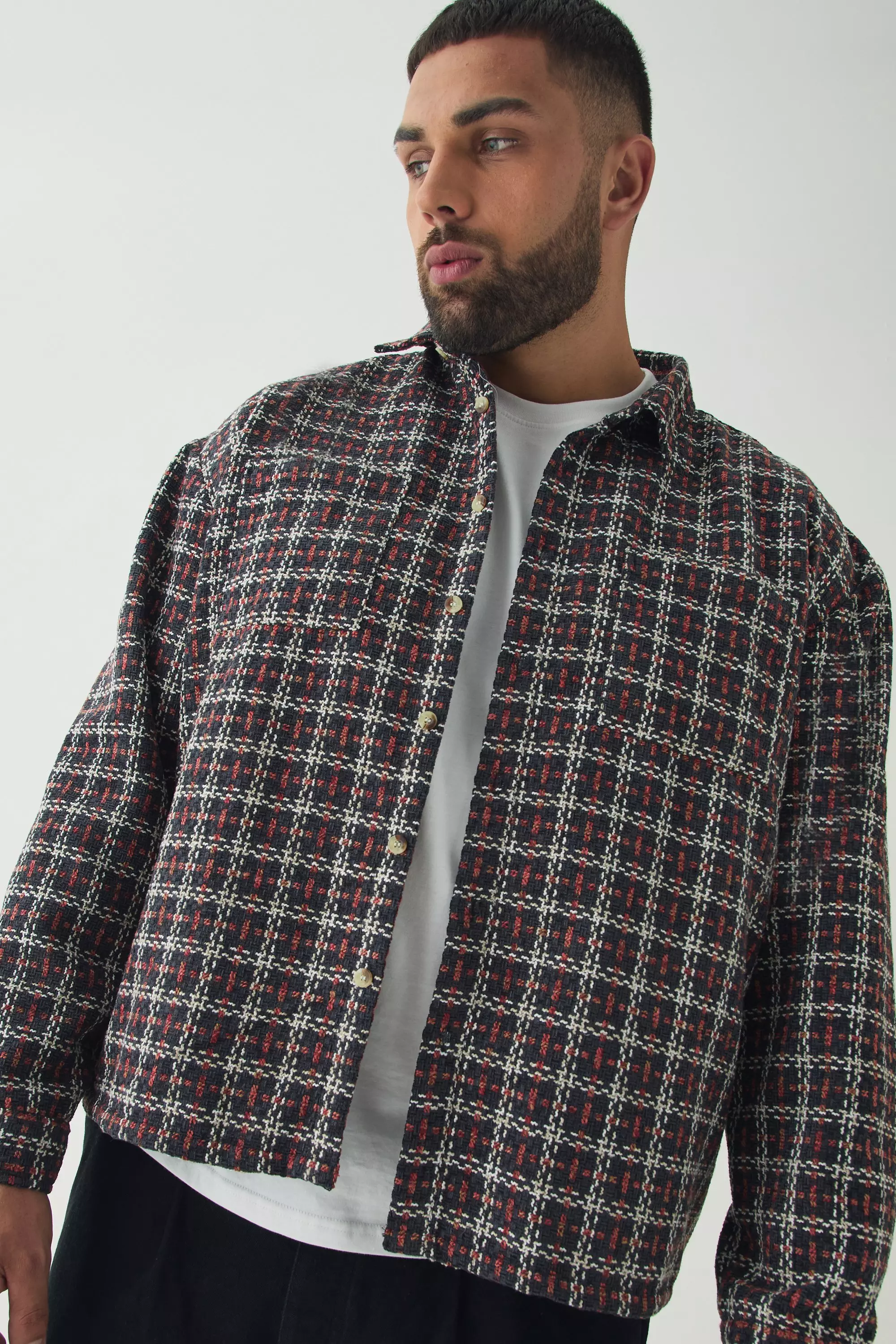 Black Plus Heavy Weight Boucle Overshirt alternative image