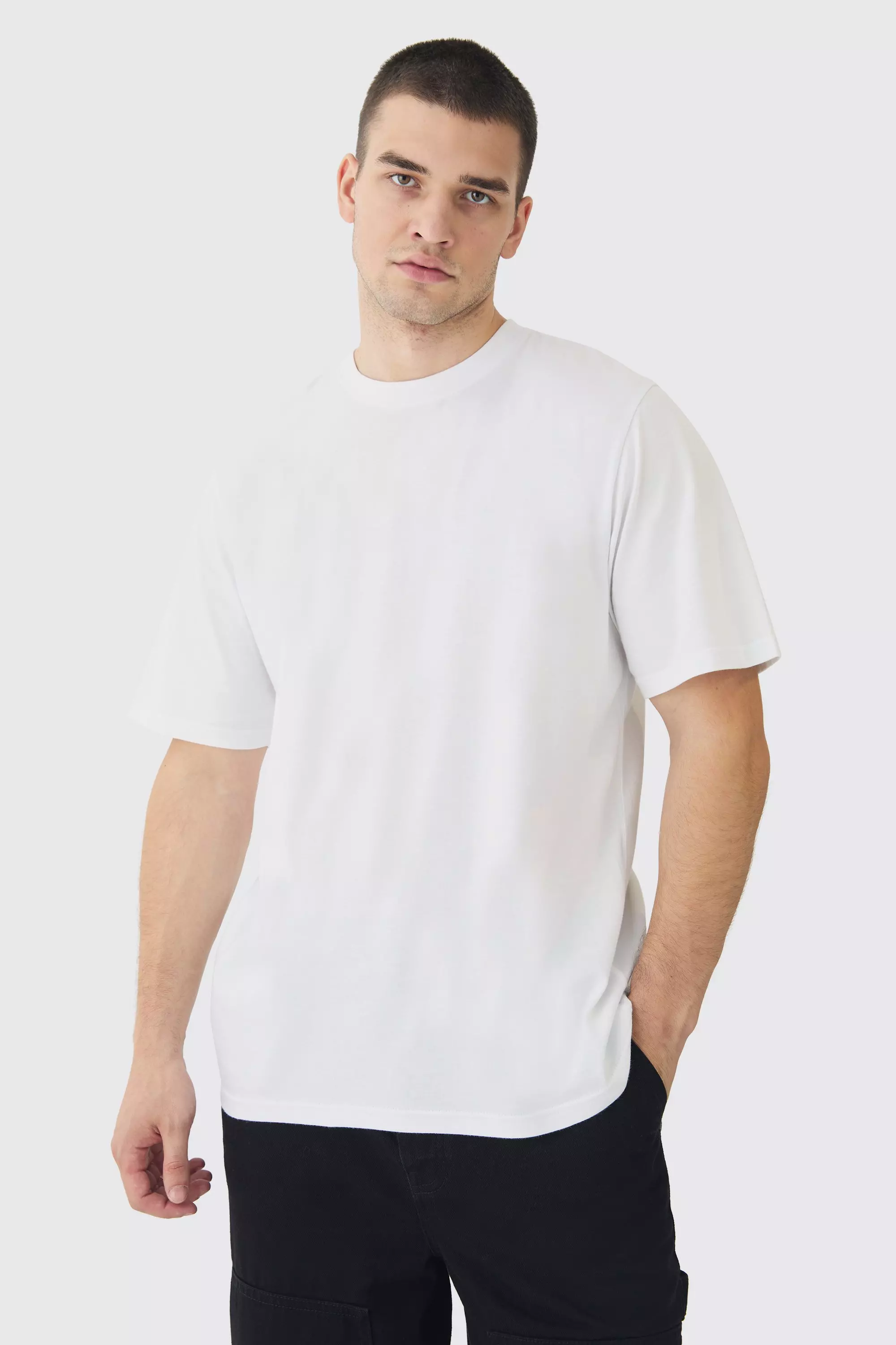 Tall - T-shirt large basique à col rond, White autre image