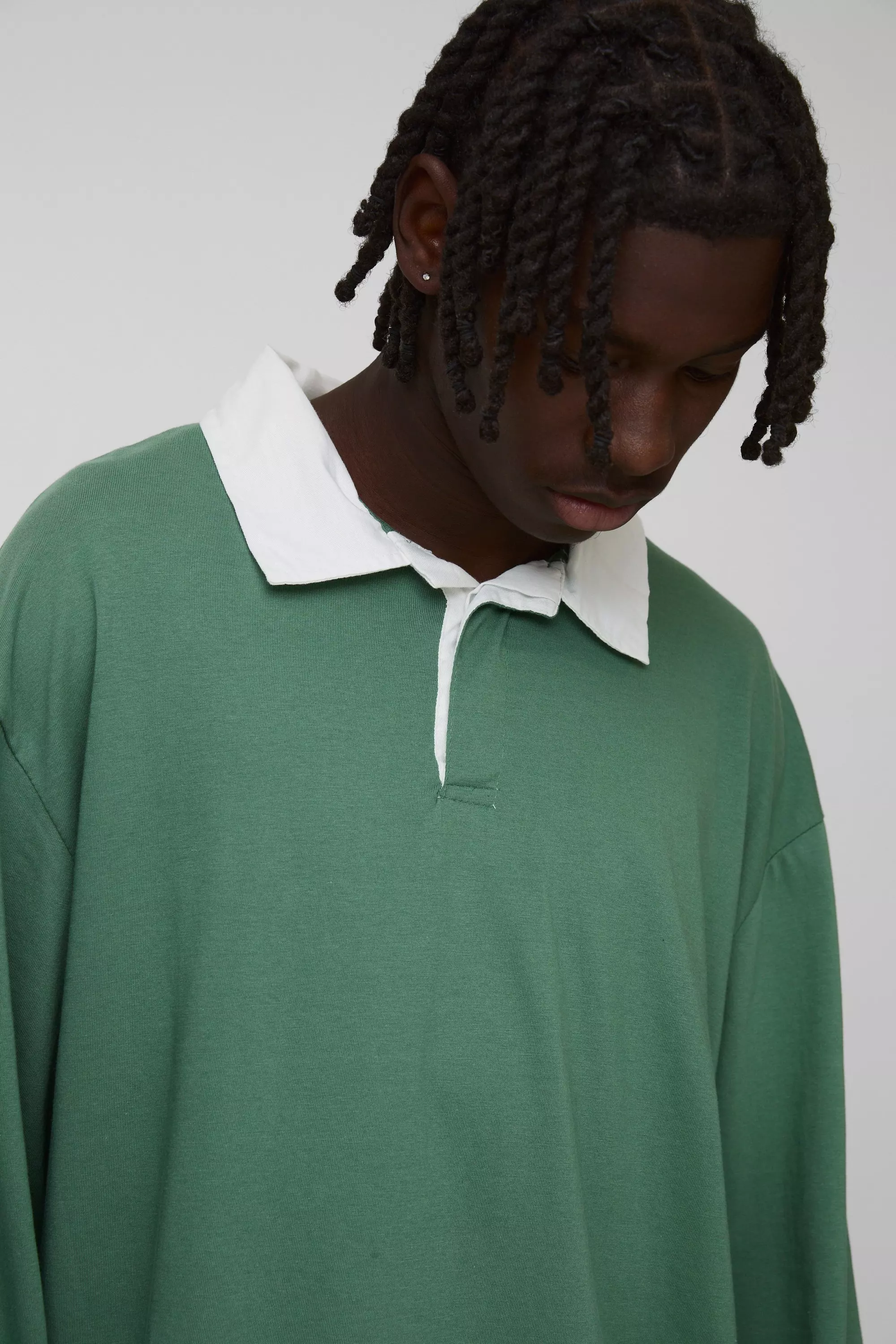 Green Oversized Rugby Long Sleeve Polo alternative image