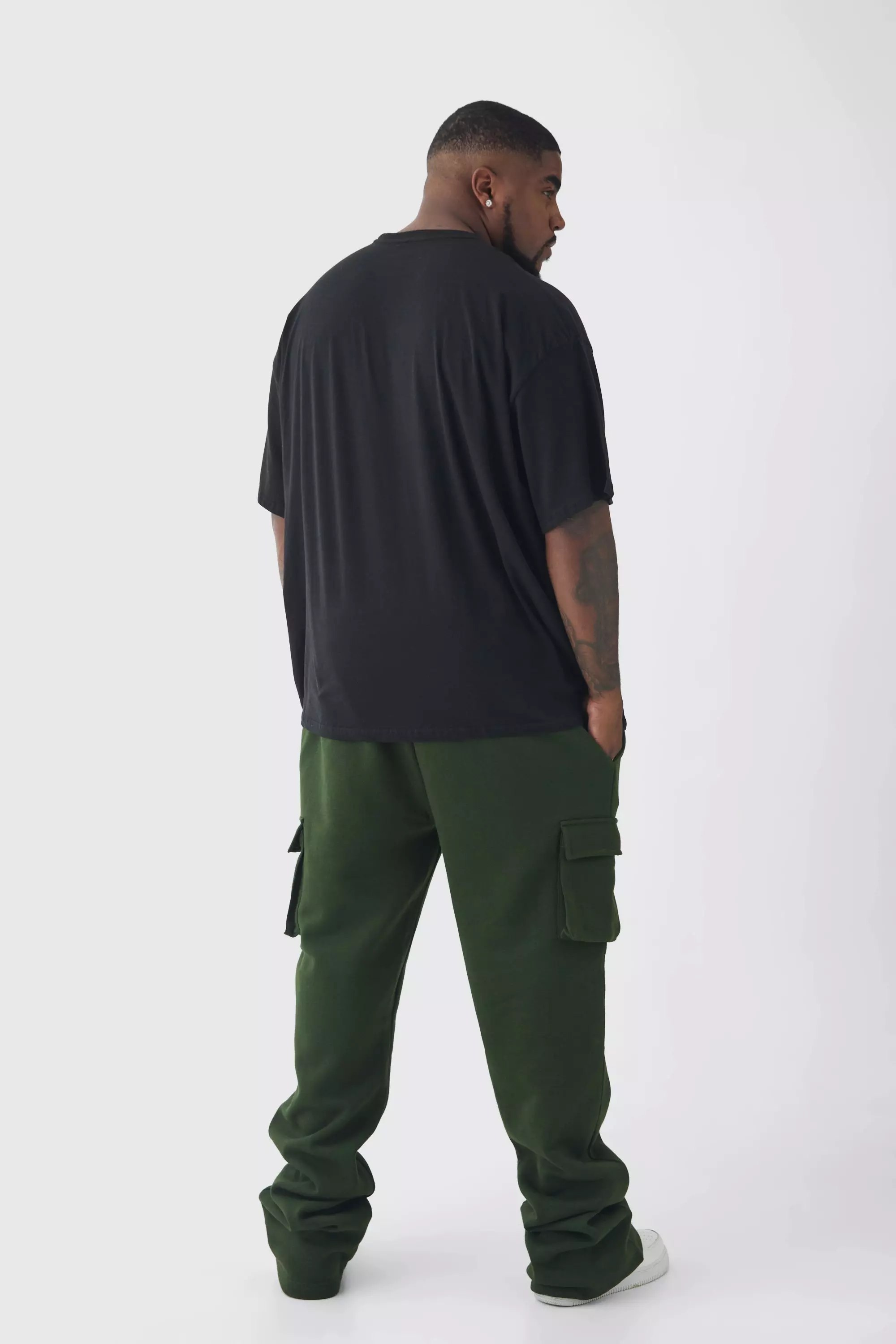 Plus Skinny Fit Extreme Stacked Woven Tab Cargo Sweatpants