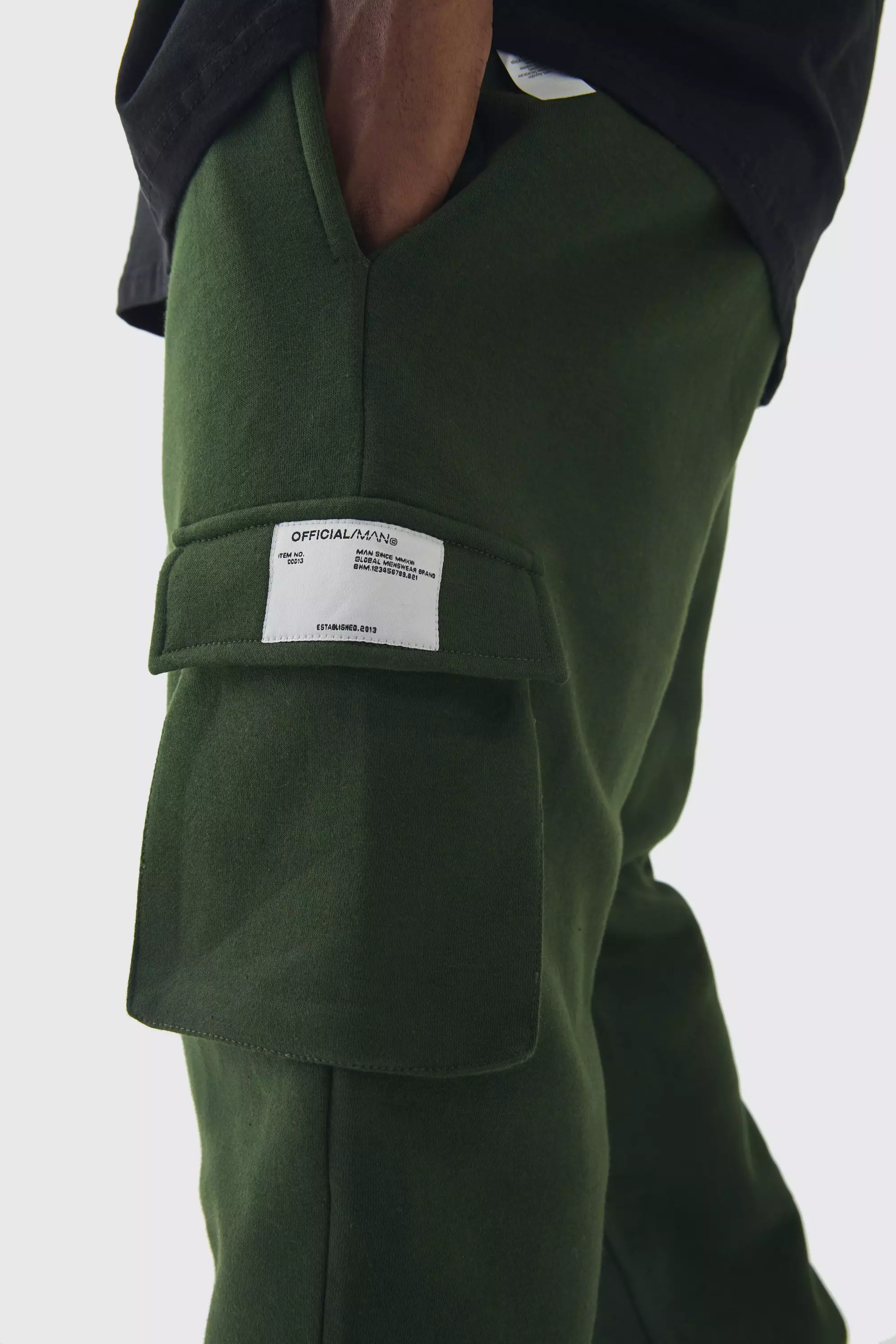 Plus Skinny Fit Extreme Stacked Woven Tab Cargo Sweatpants